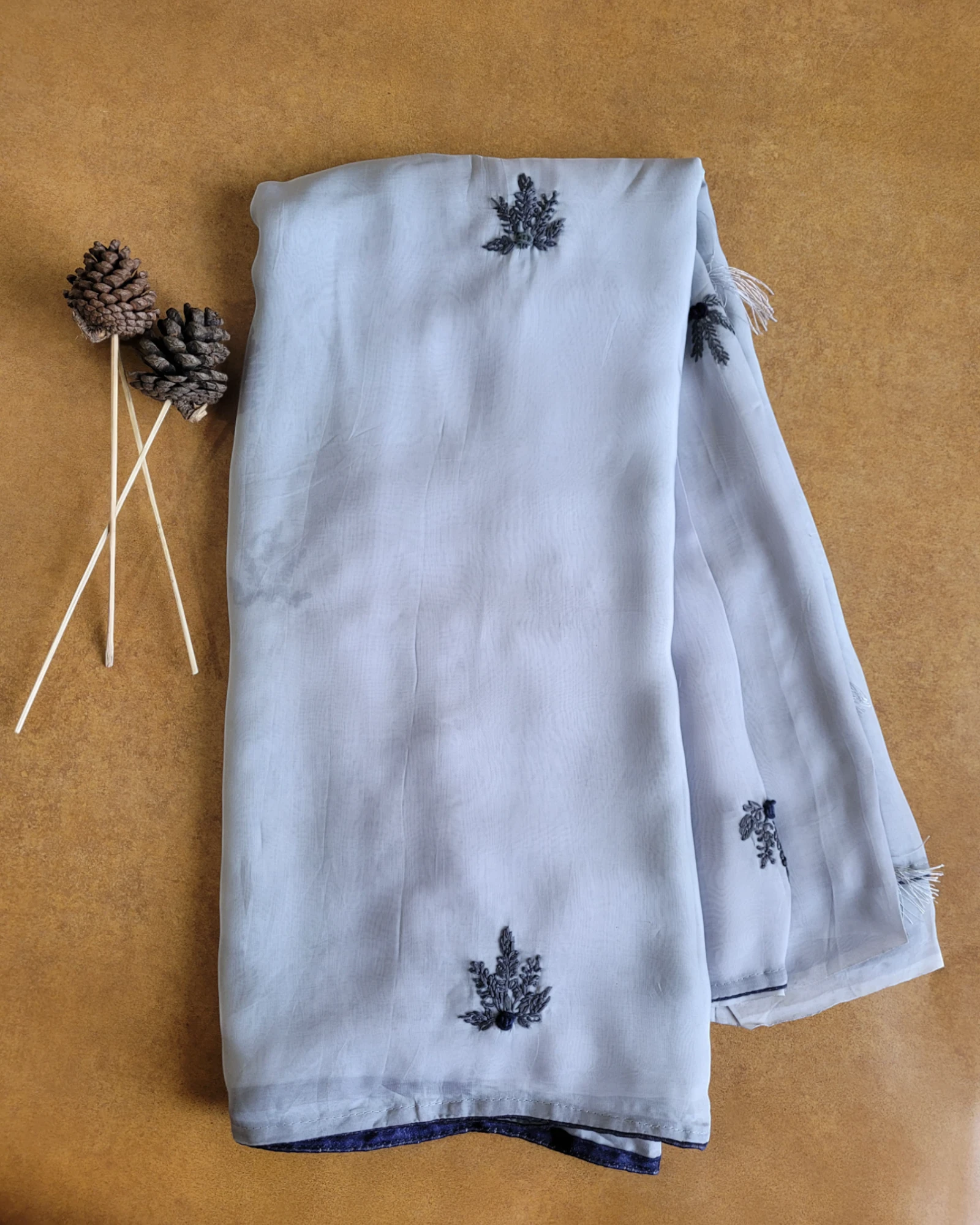 Grey Patakha Organza Saree