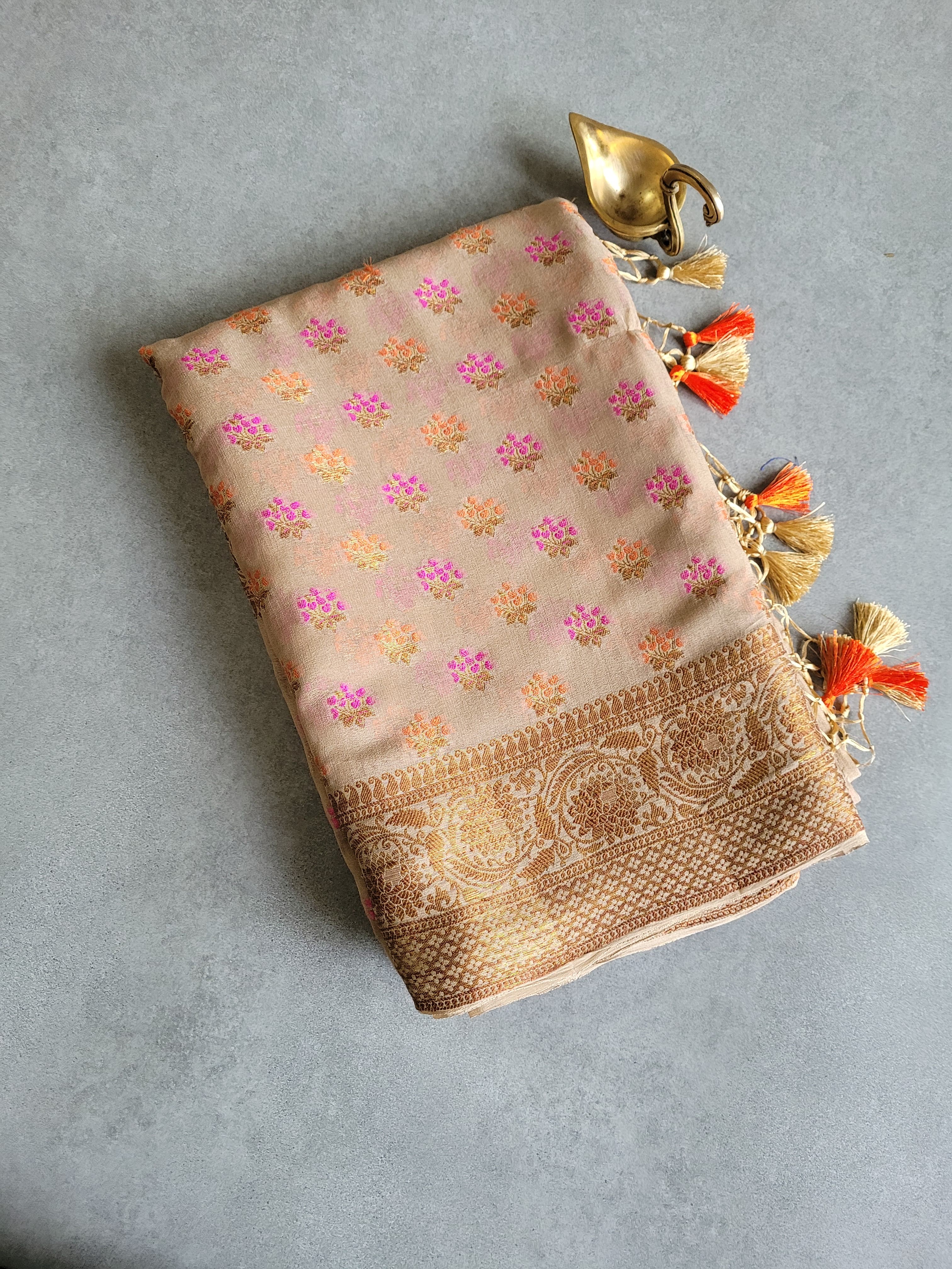 Biege Meera Banarasi Chiffon Saree