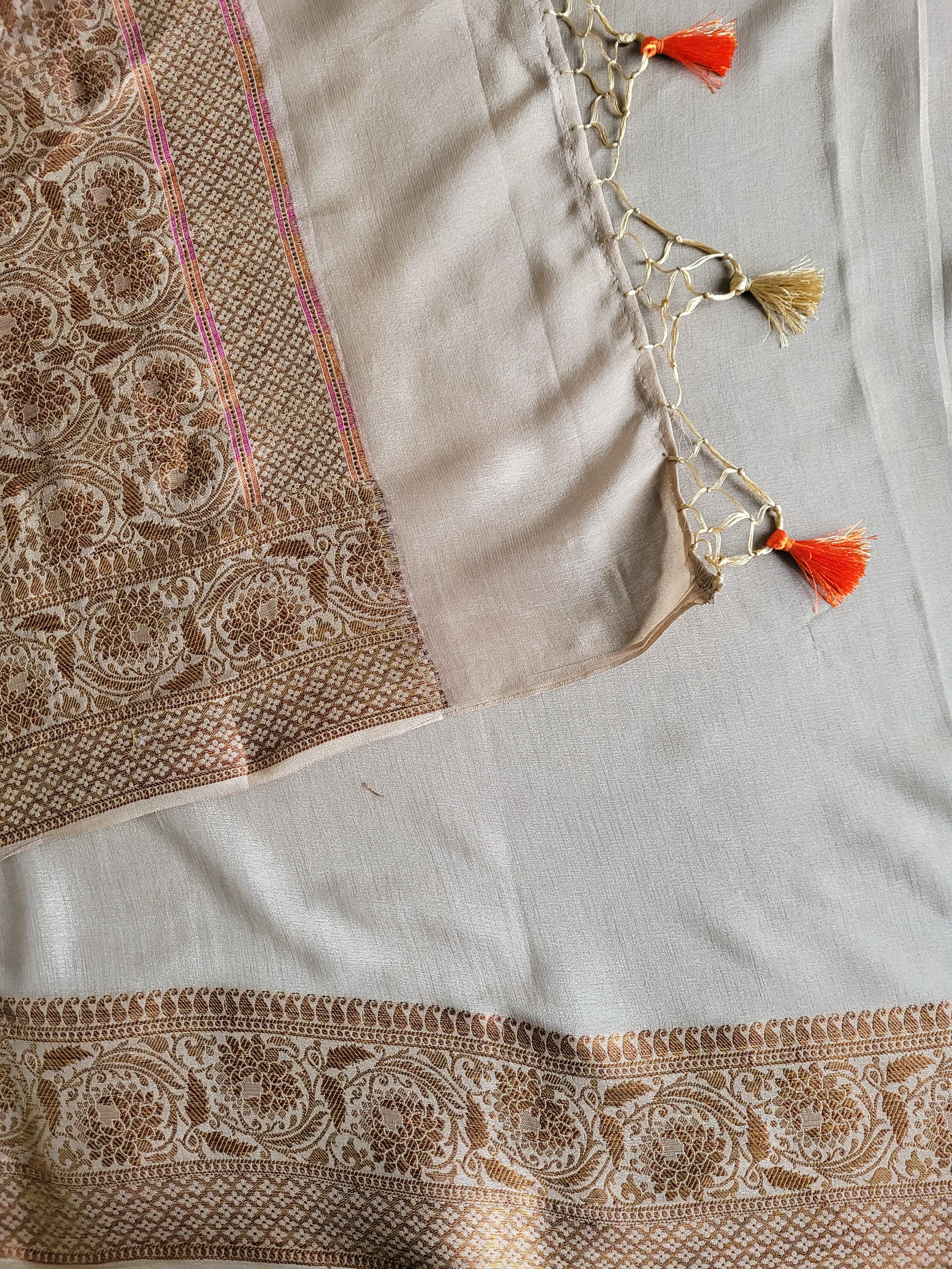 Biege Meera Banarasi Chiffon Saree