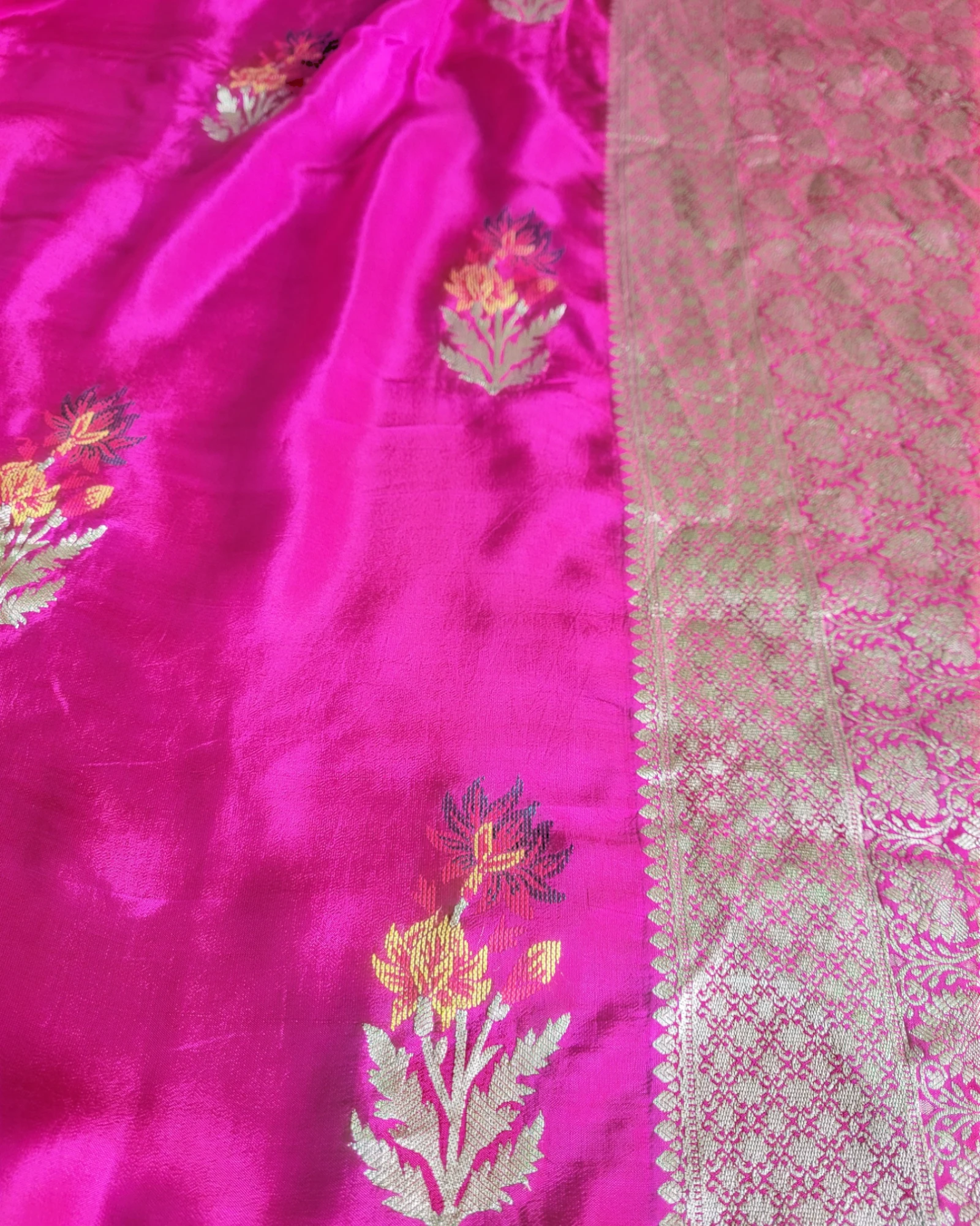 Pink Nirvi Banarasi Crepe Saree