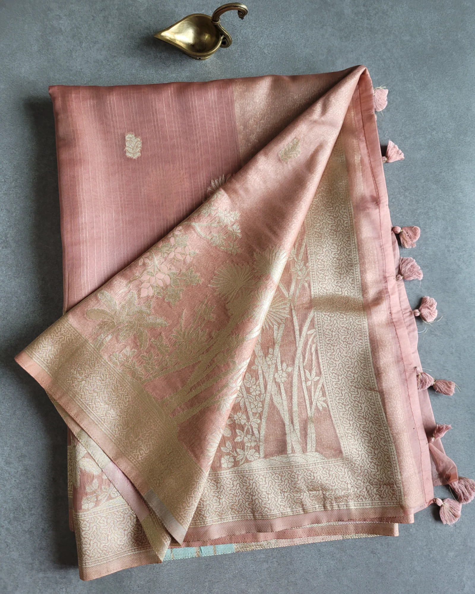 Peach Bhavna Banarasi Organza Saree