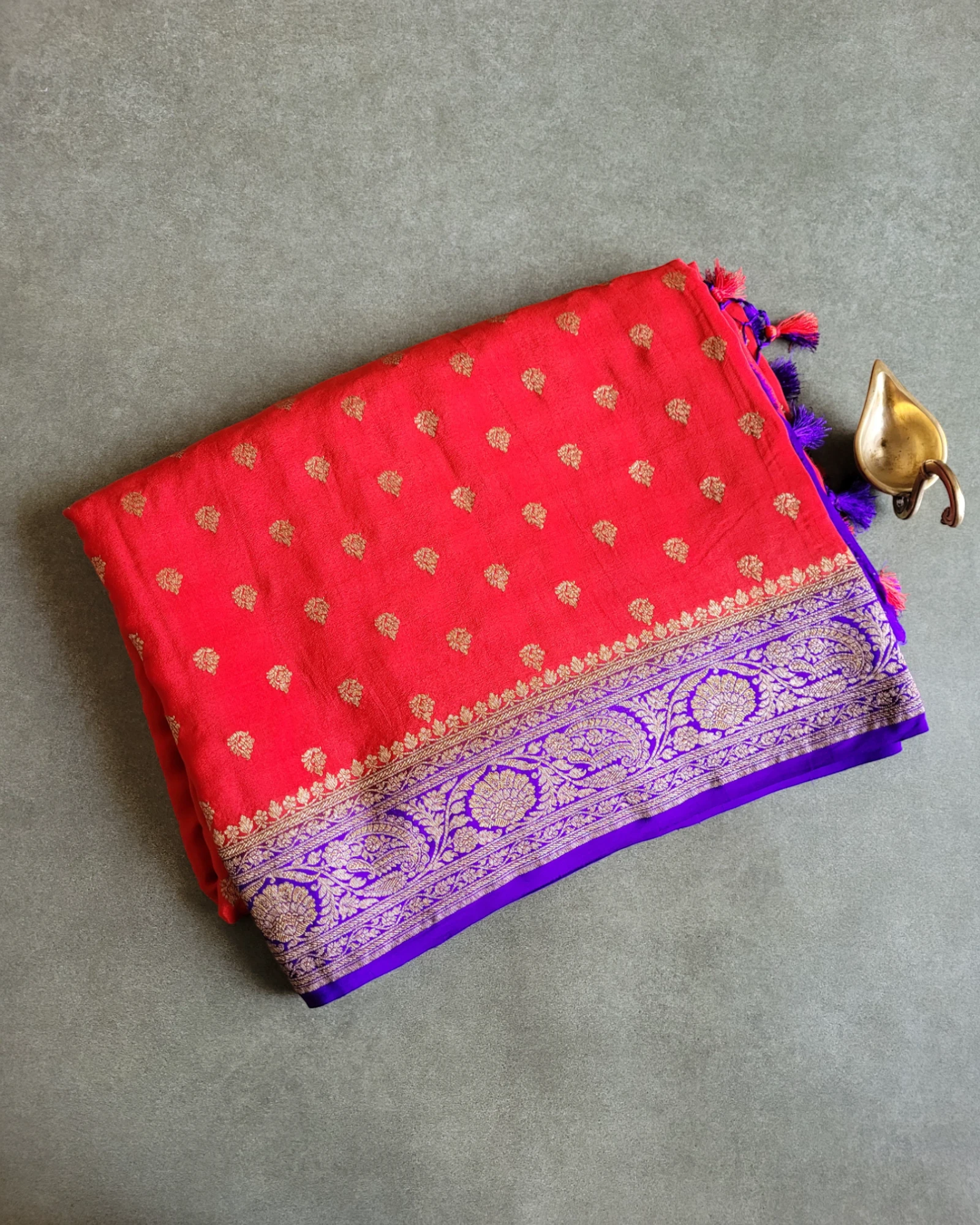 Red Kavya Banarasi Crepe Saree