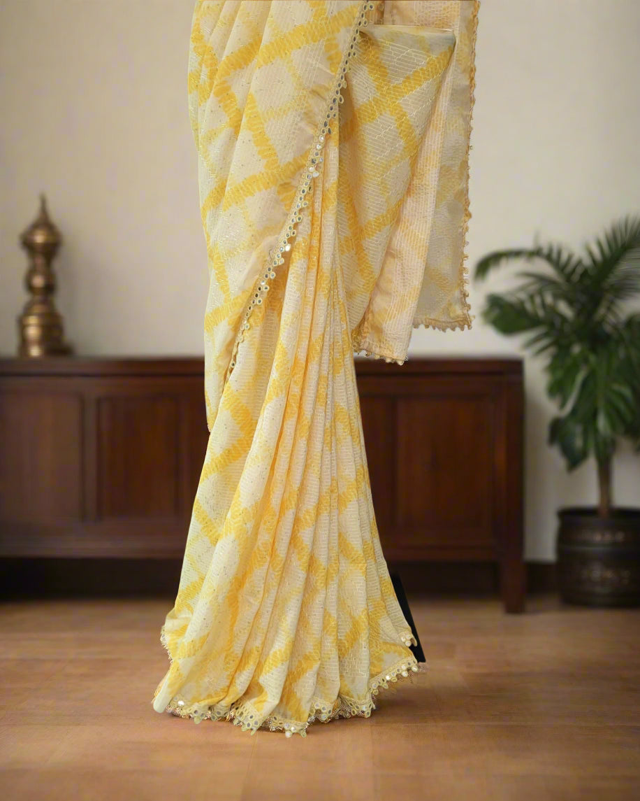 Yellow Anita Chinnon Saree