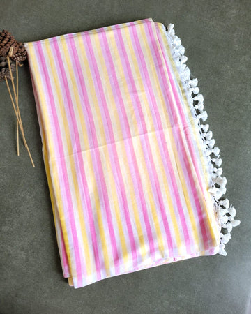 Pink Dori Mulmul Saree
