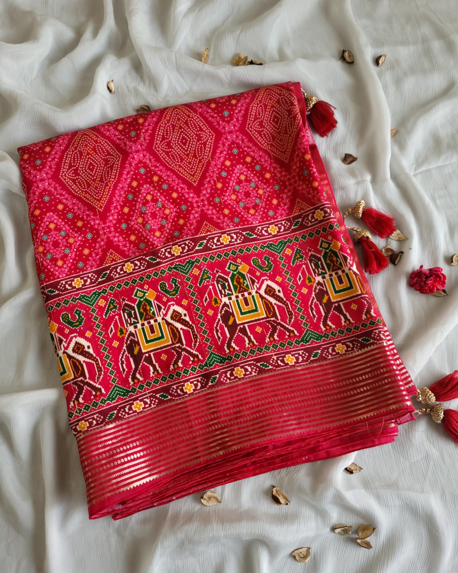 Red Smita Muslin Saree