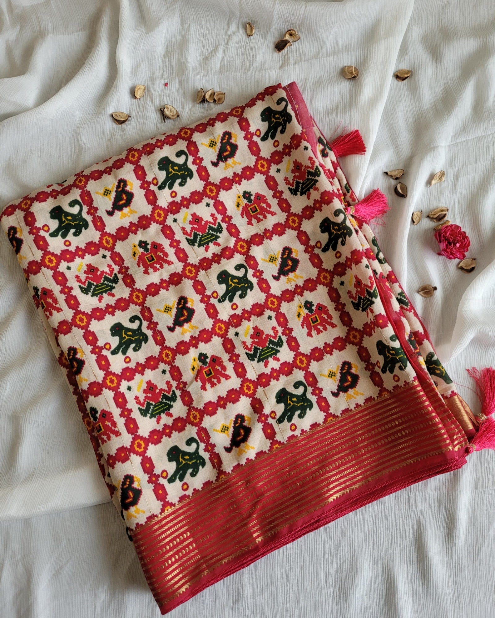 White Smita Muslin Saree