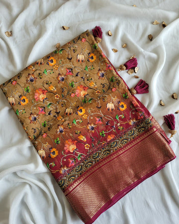 Olive Smita Muslin Saree