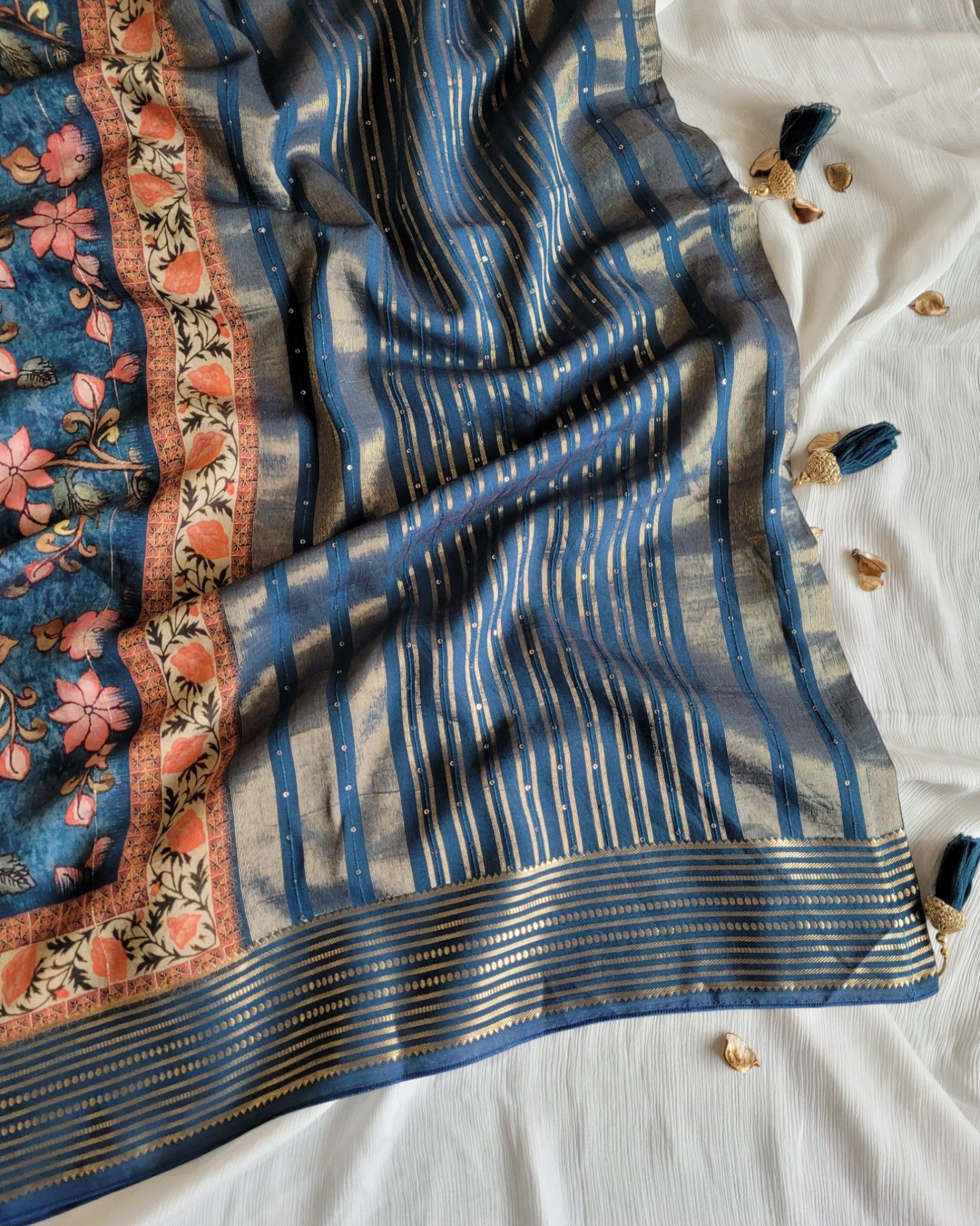 Blue Smita Muslin Saree