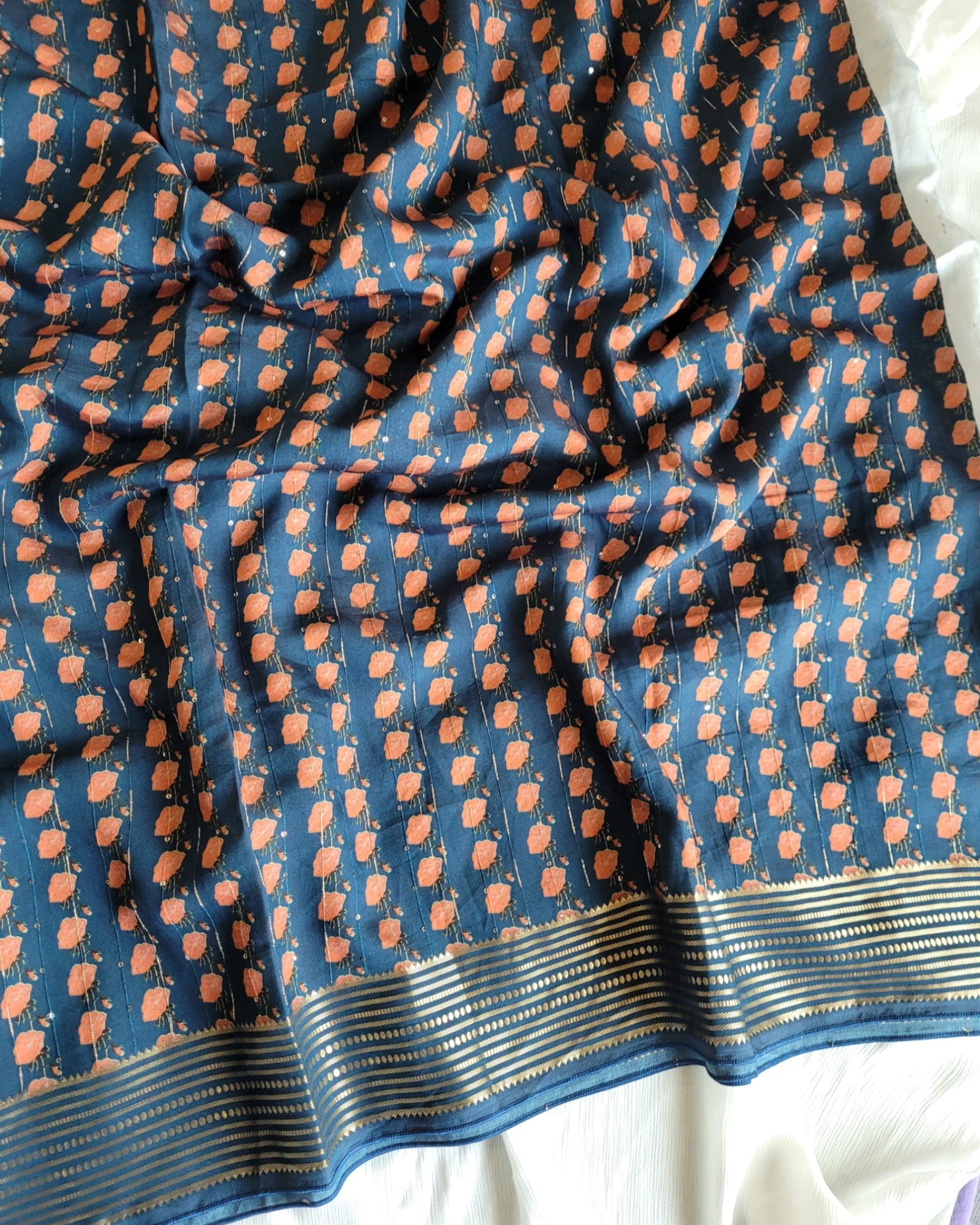 Blue Smita Muslin Saree