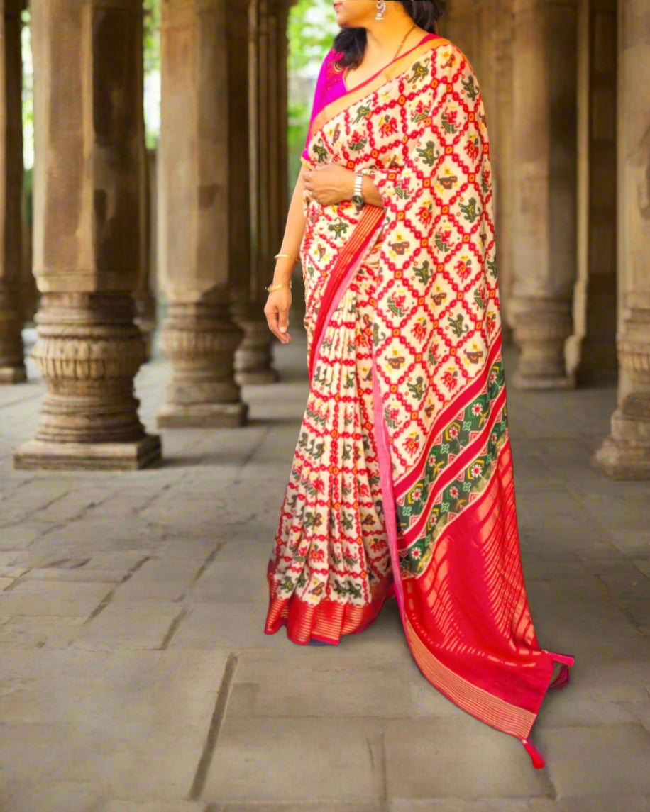 White Smita Muslin Saree