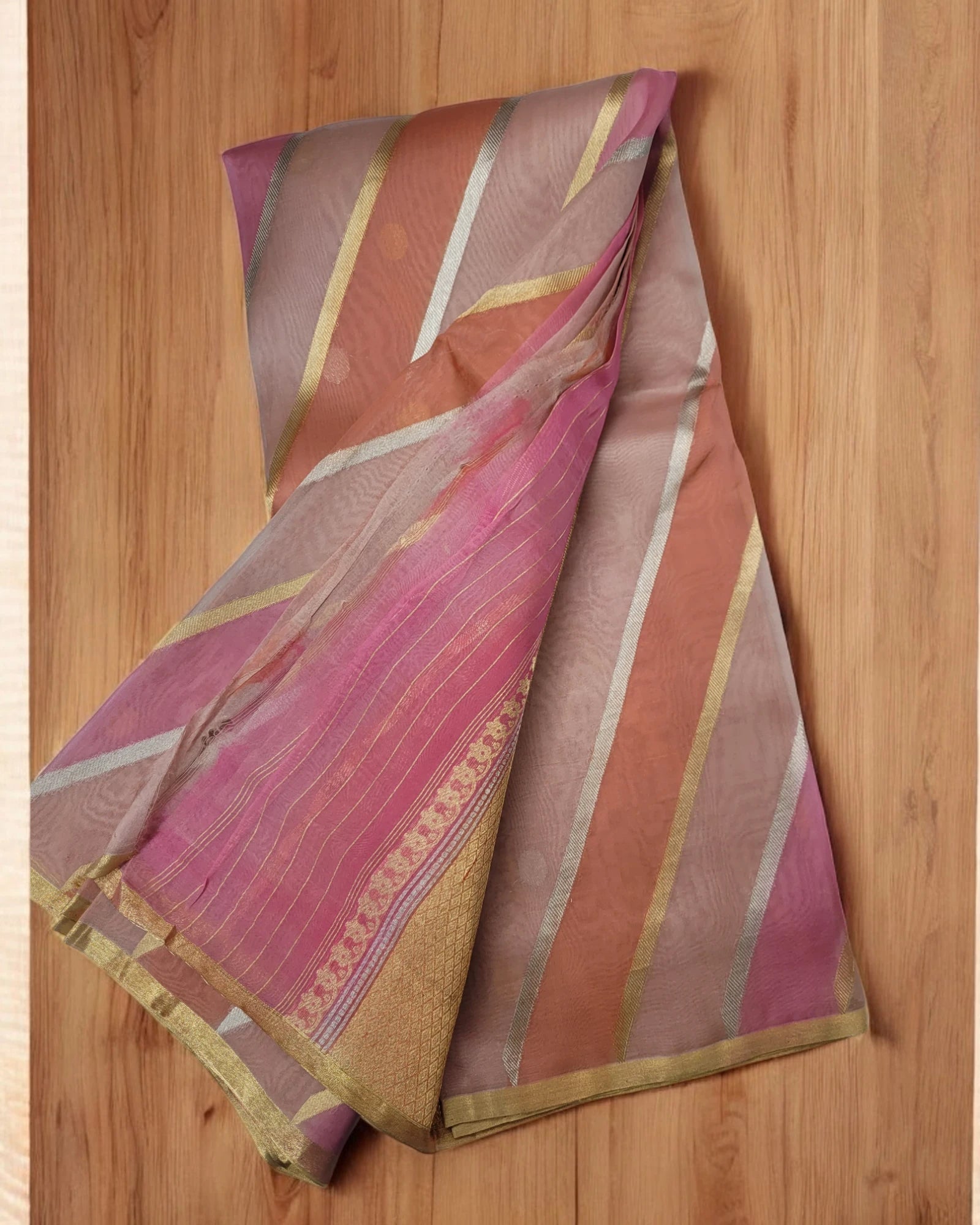 Pink Kora Organza Saree