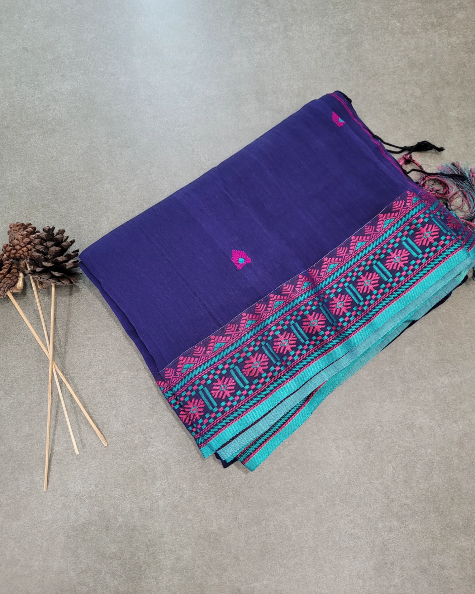 Blue Rhytmn Cotton Saree