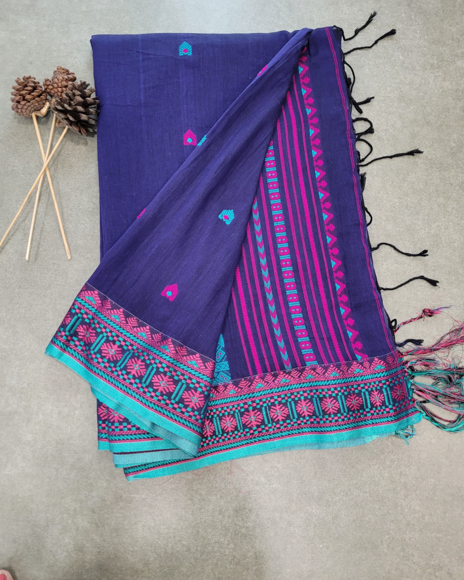 Blue Rhytmn Cotton Saree