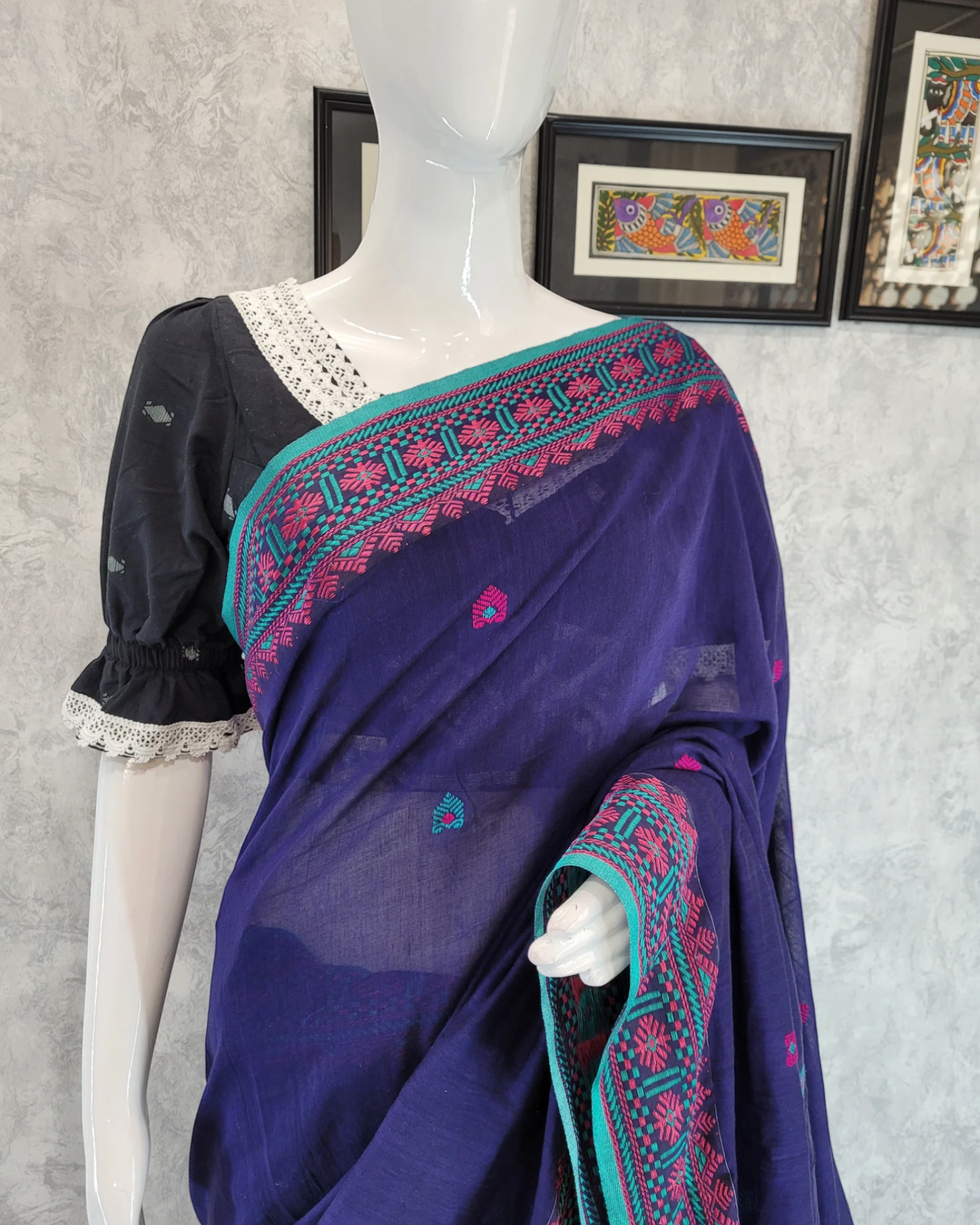 Blue Rhytmn Cotton Saree