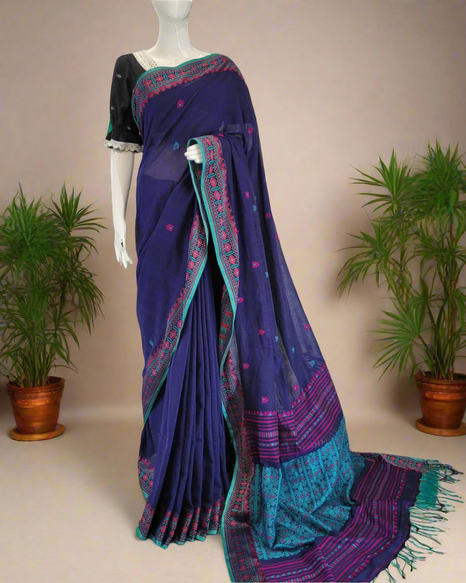 Blue Rhytmn Cotton Saree
