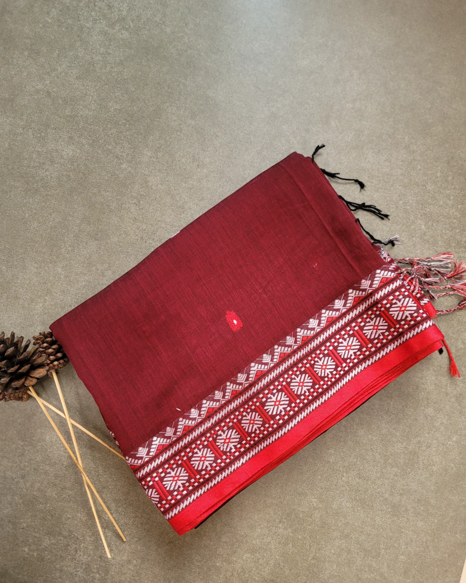 Red Rhytmn Cotton Saree