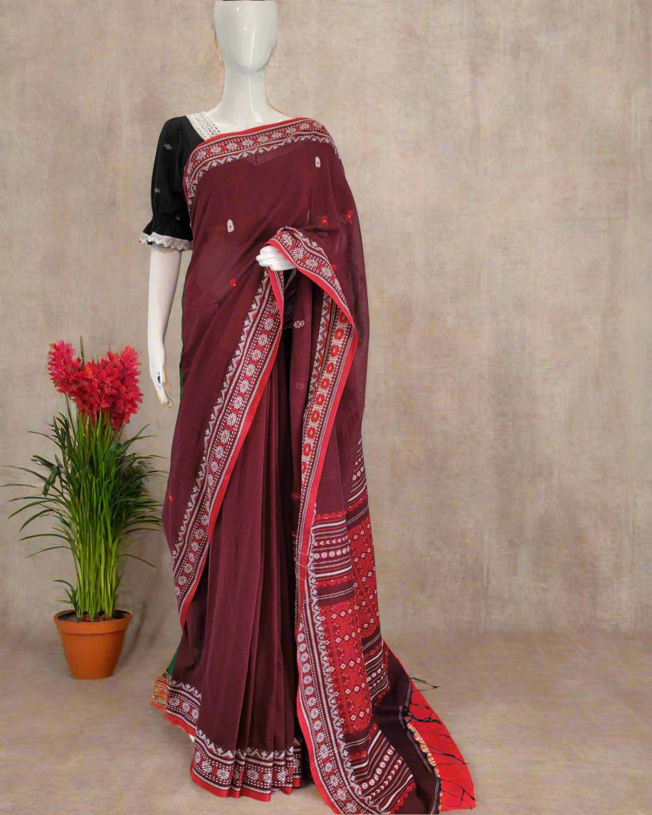 Red Rhytmn Cotton Saree