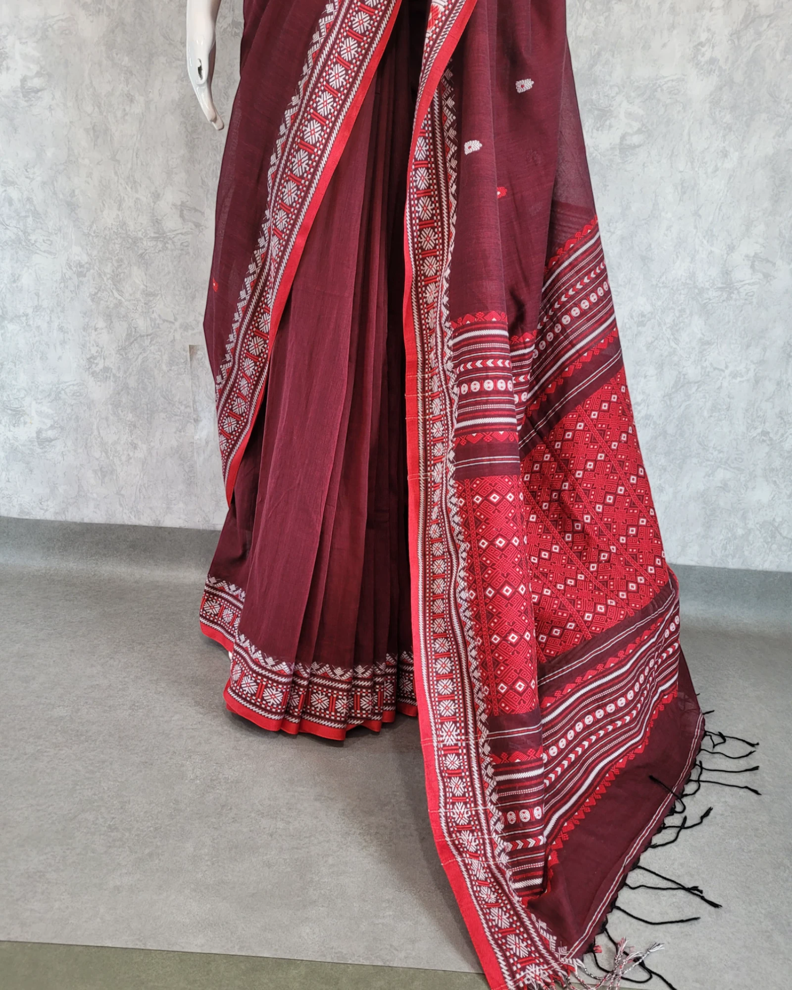 Red Rhytmn Cotton Saree