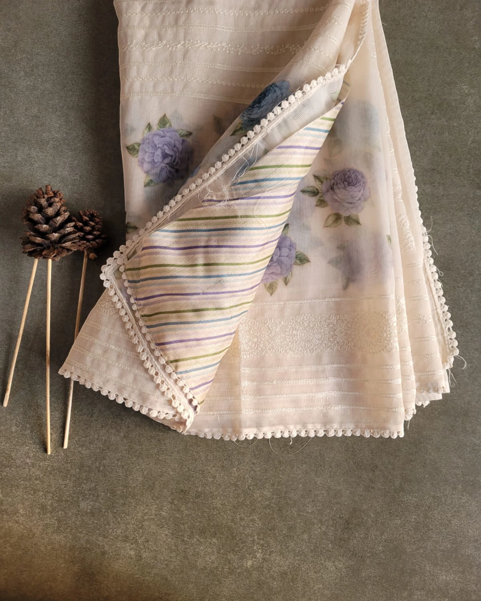 Cream Antara Net Saree