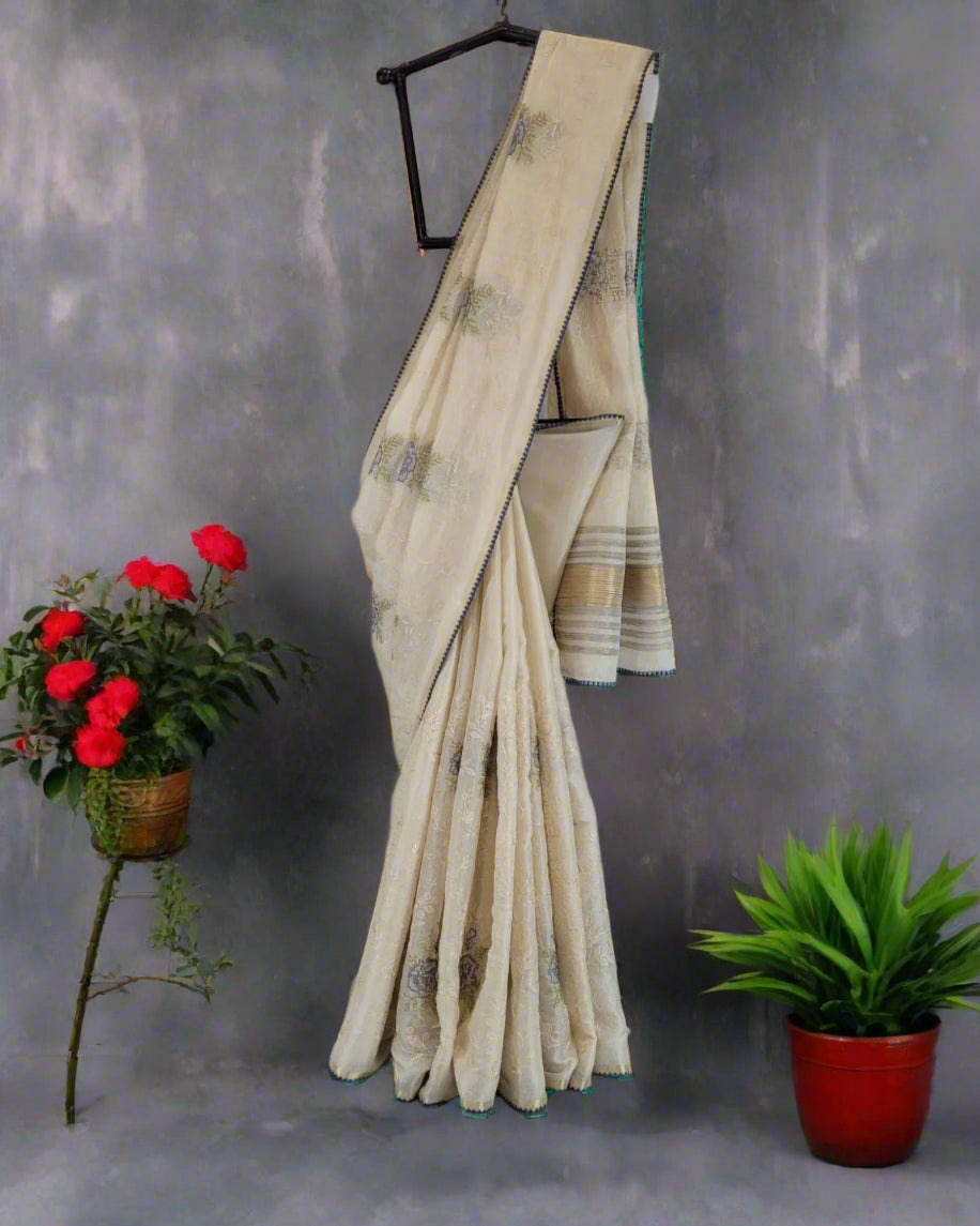 White Antara Net Saree