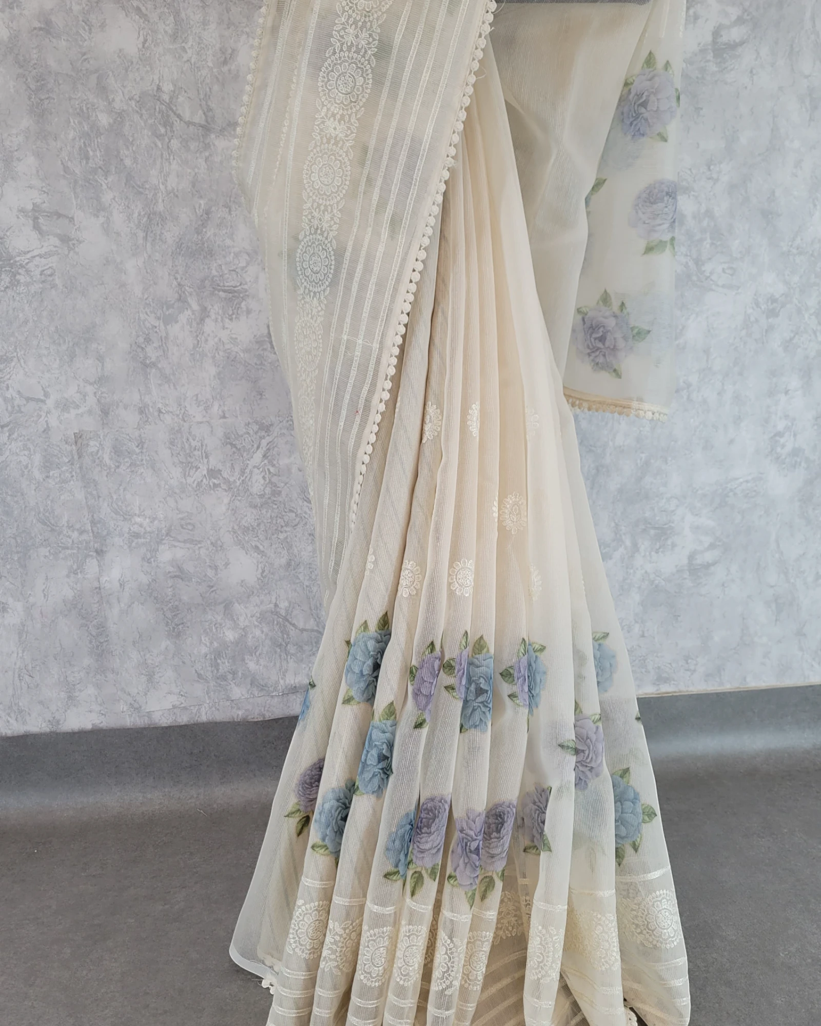 Cream Antara Net Saree
