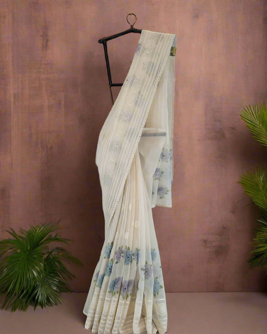 Cream Antara Net Saree