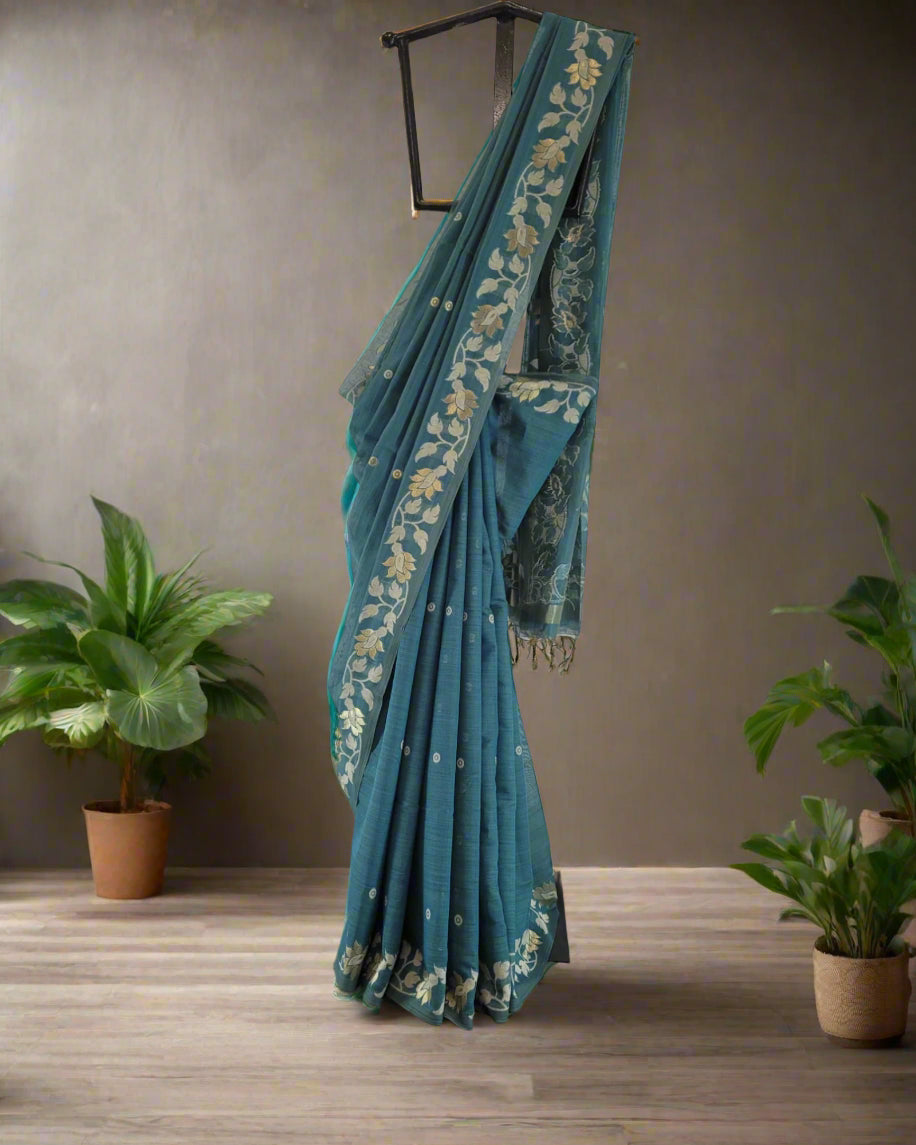 Teal Isha3 Cotton saree