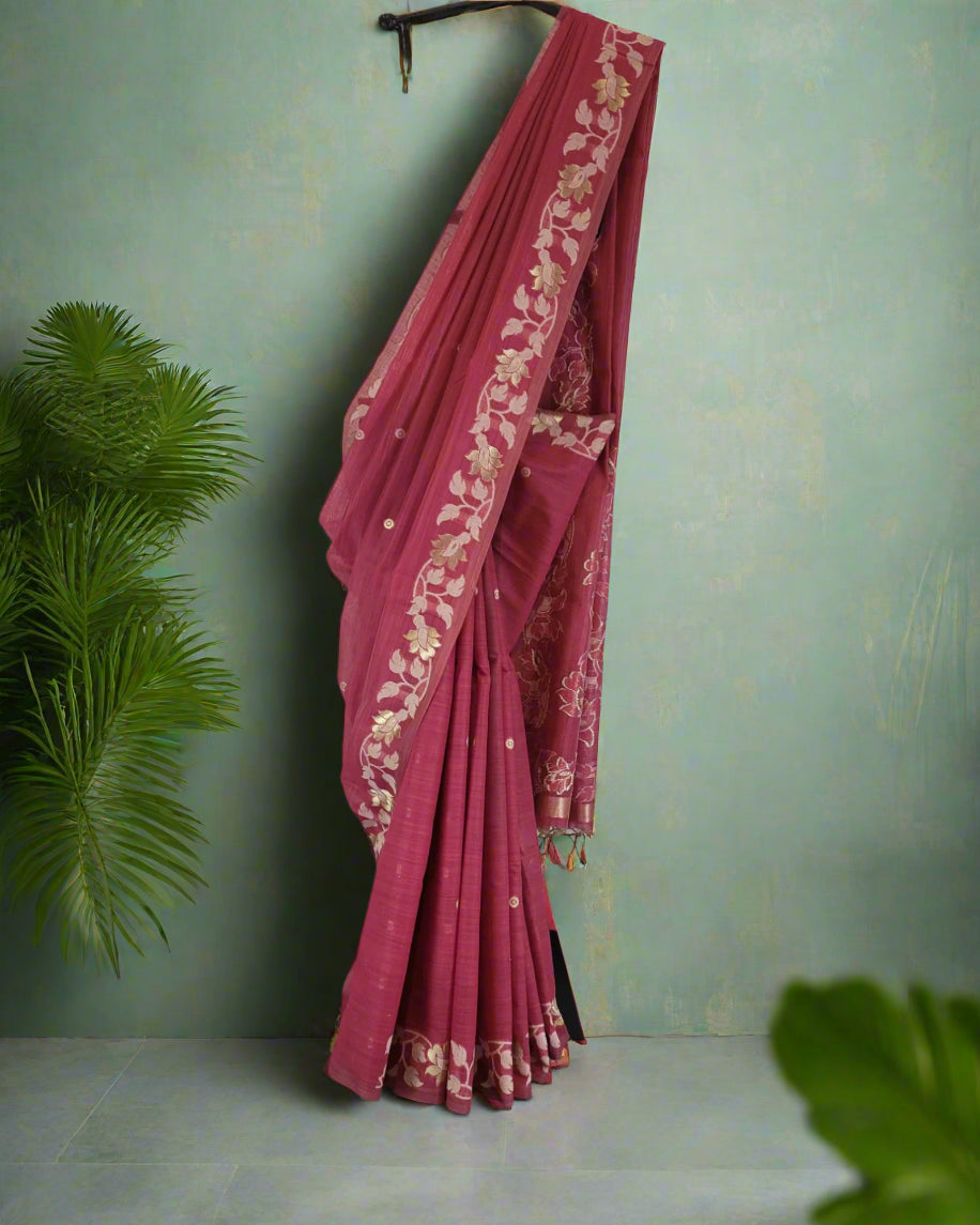 Red Isha3 Cotton saree