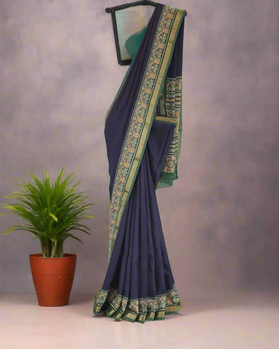 Blue Krupa Mul saree