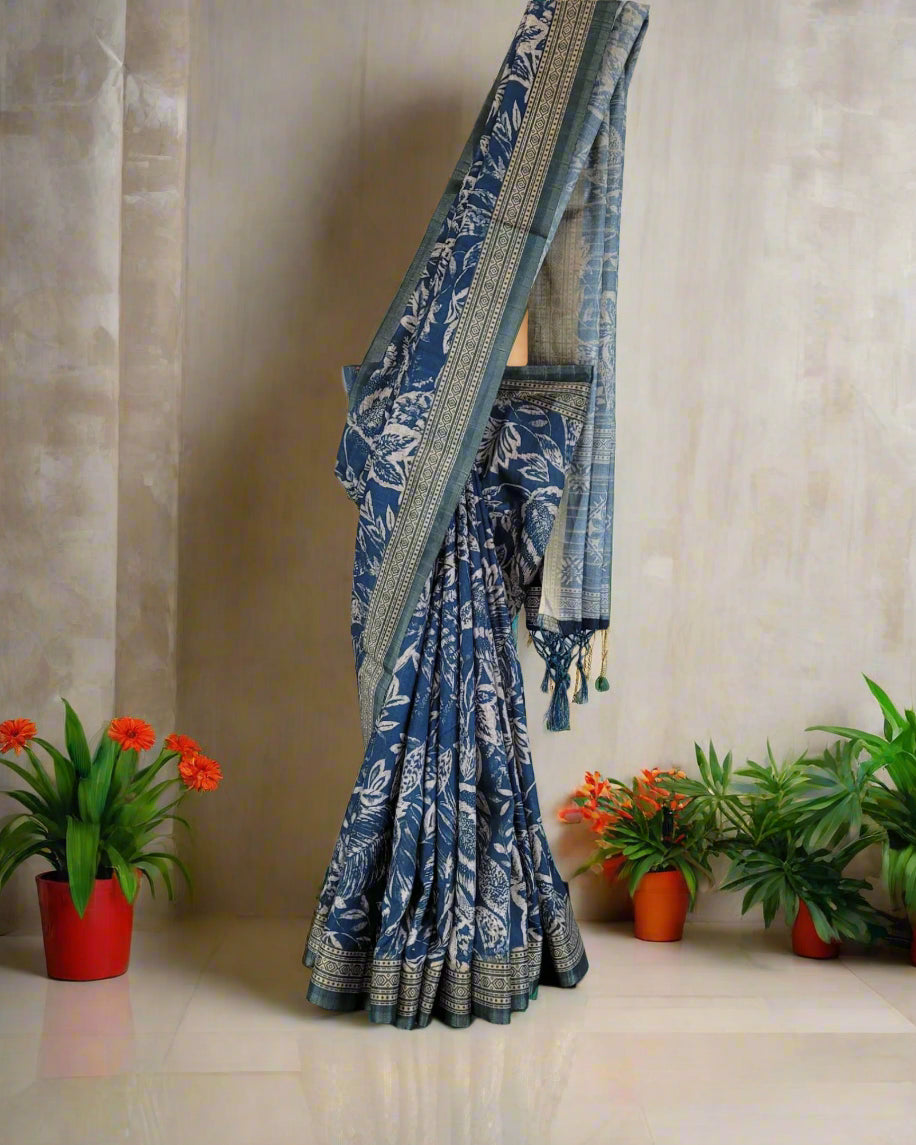 Blue Kriti Tussar saree