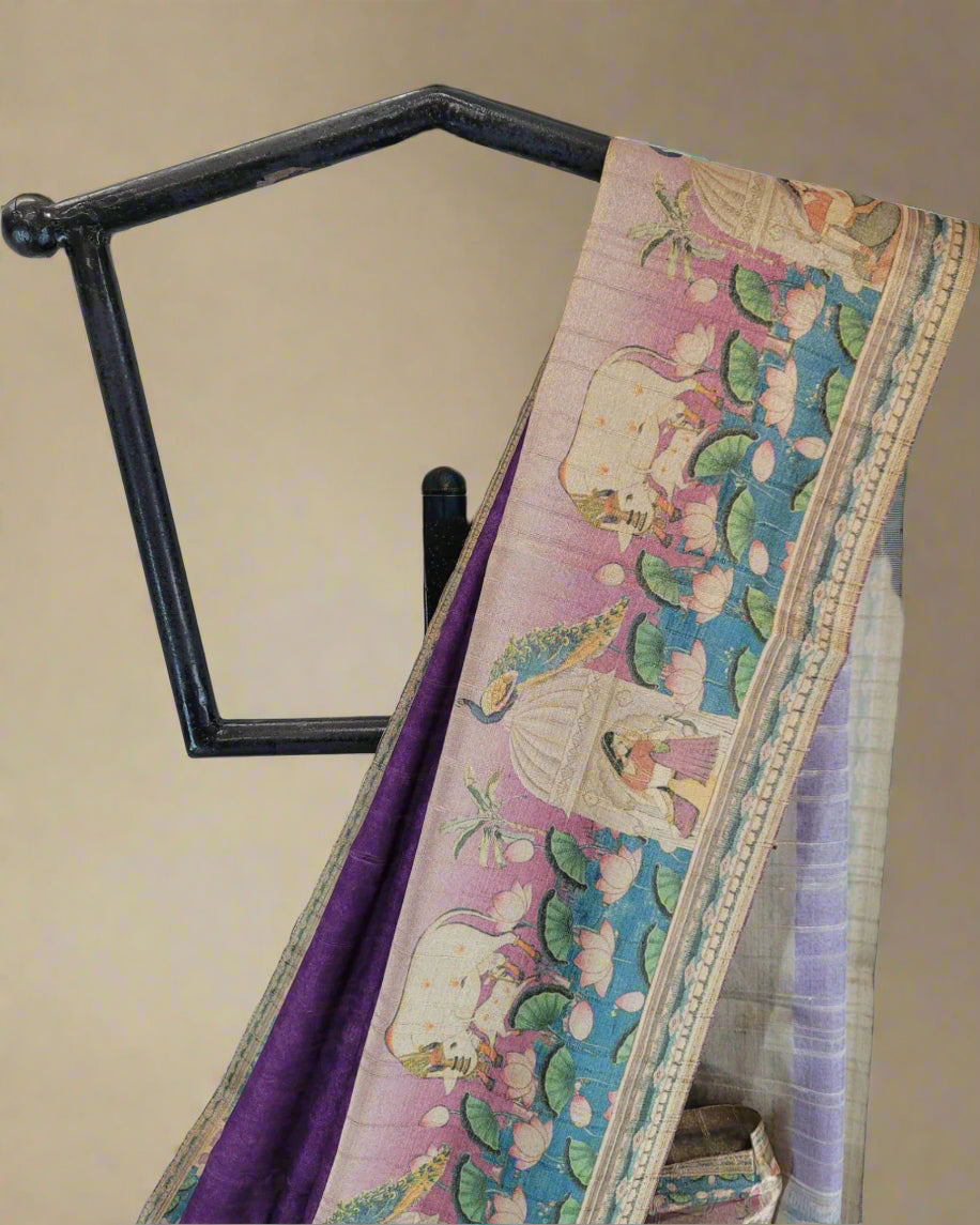 Indigo Pichwai Tussar saree