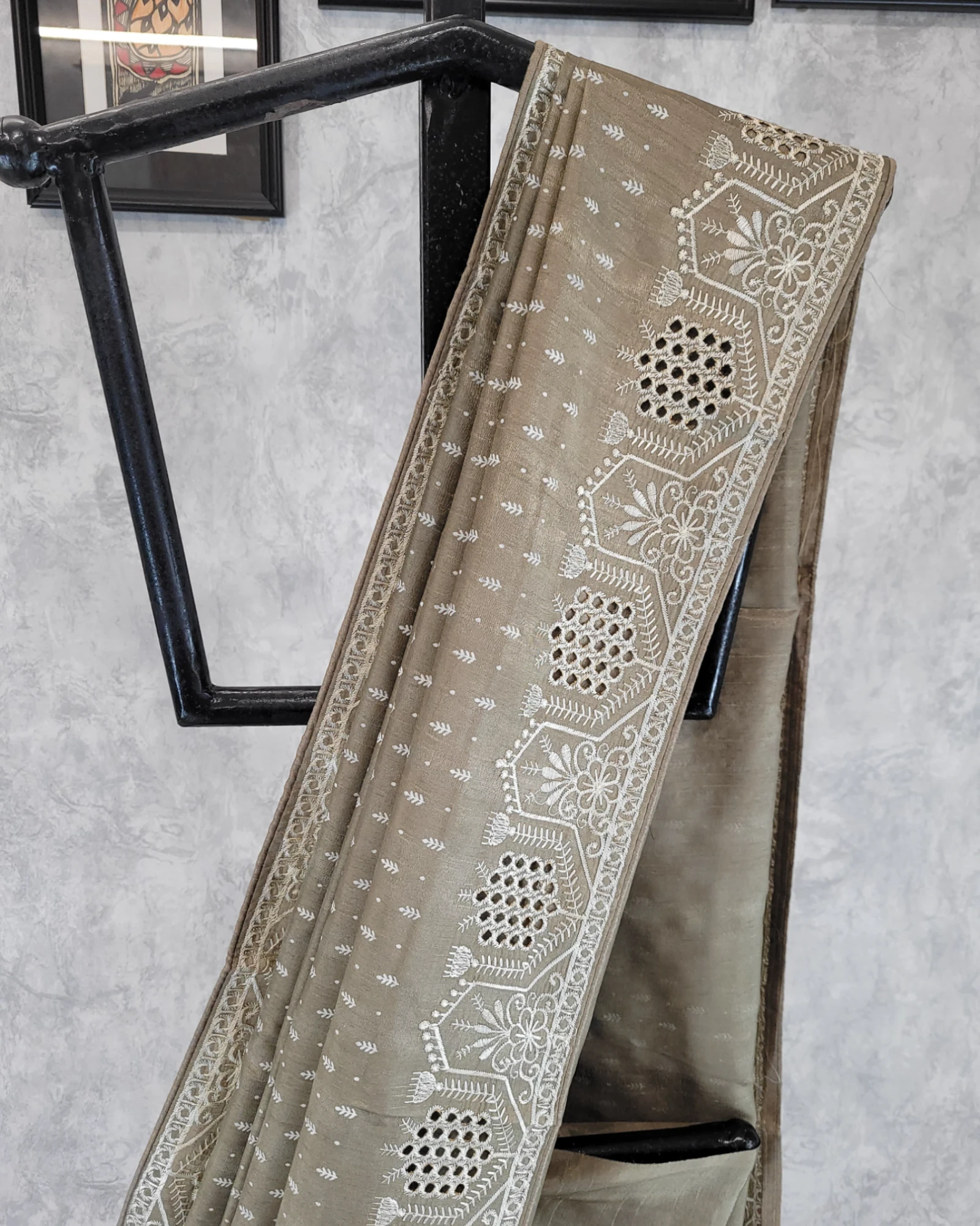 Grey Mahi Tussar Saree