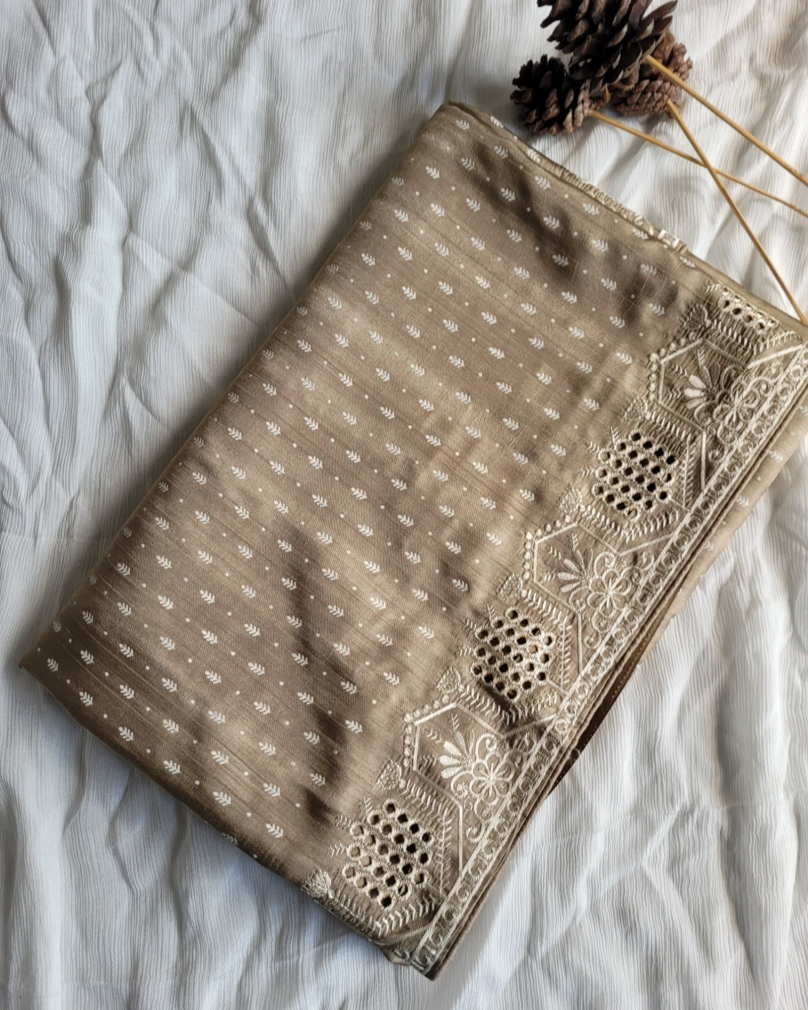 Grey Mahi Tussar Saree