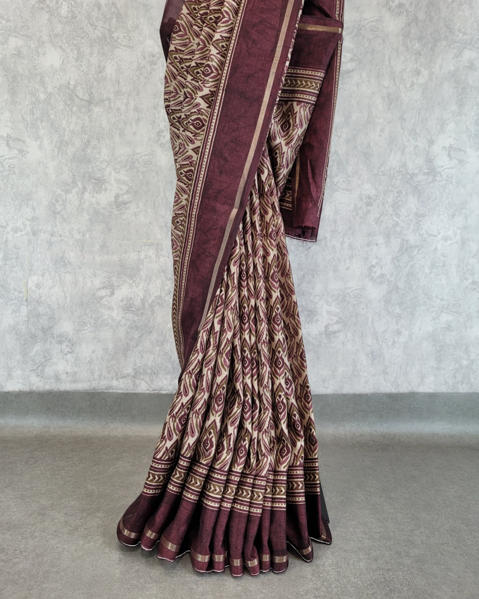 Maroon Krisha Synthetic saree