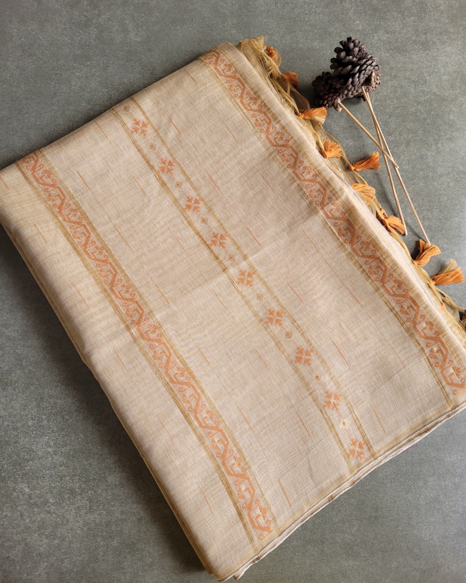 Orange Shreya Tussar saree