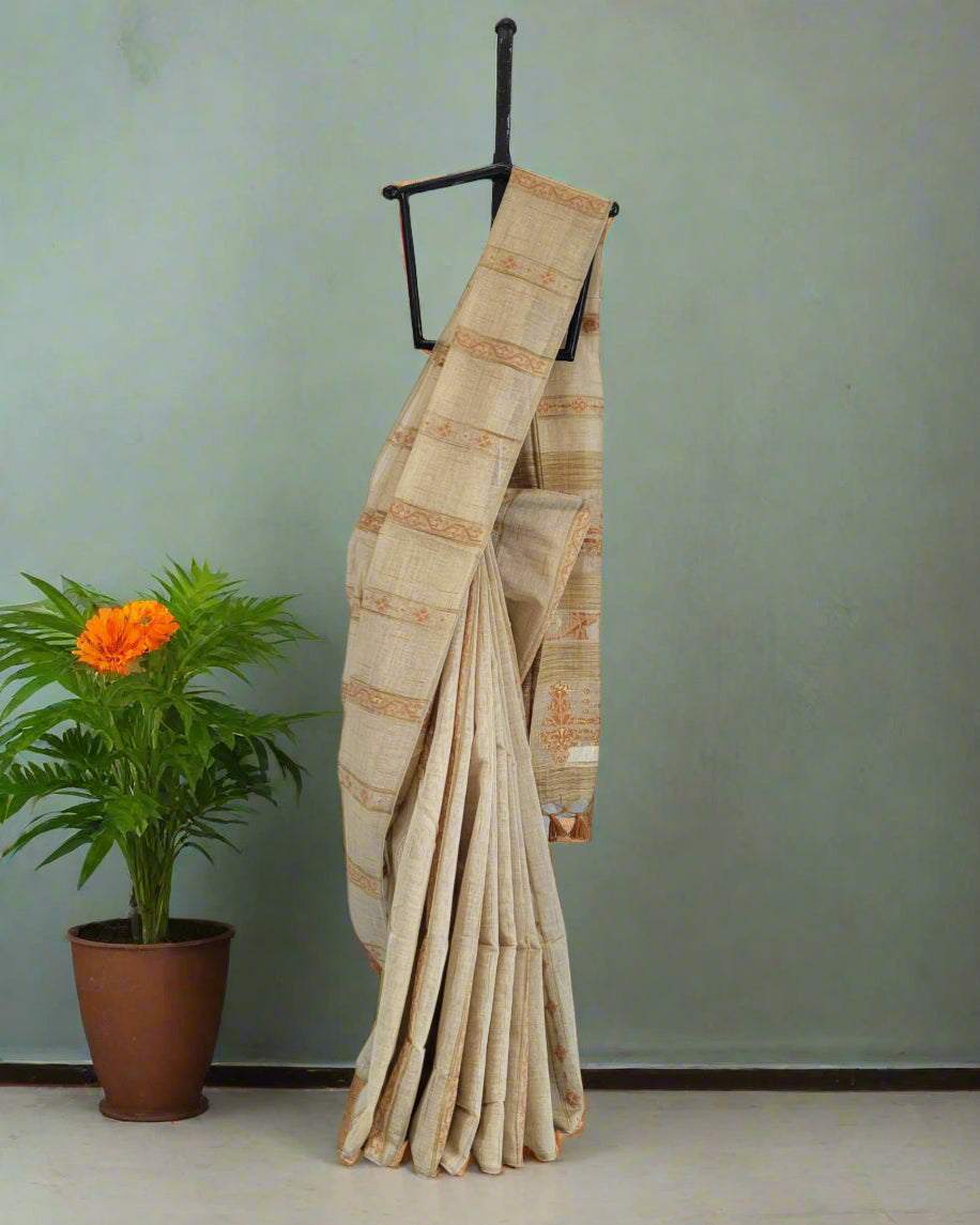 Orange Shreya Tussar saree