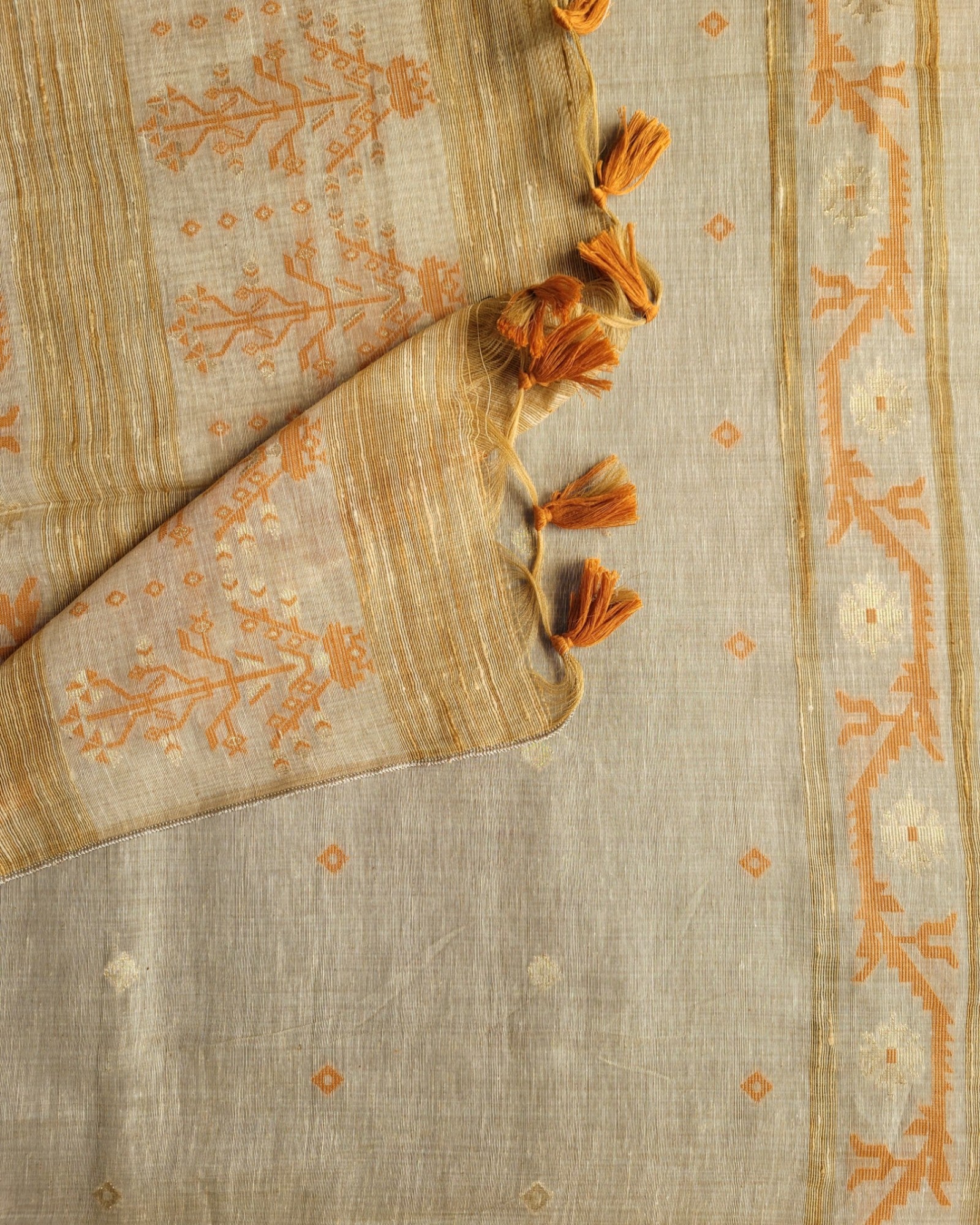 Orange Shreya Tussar saree