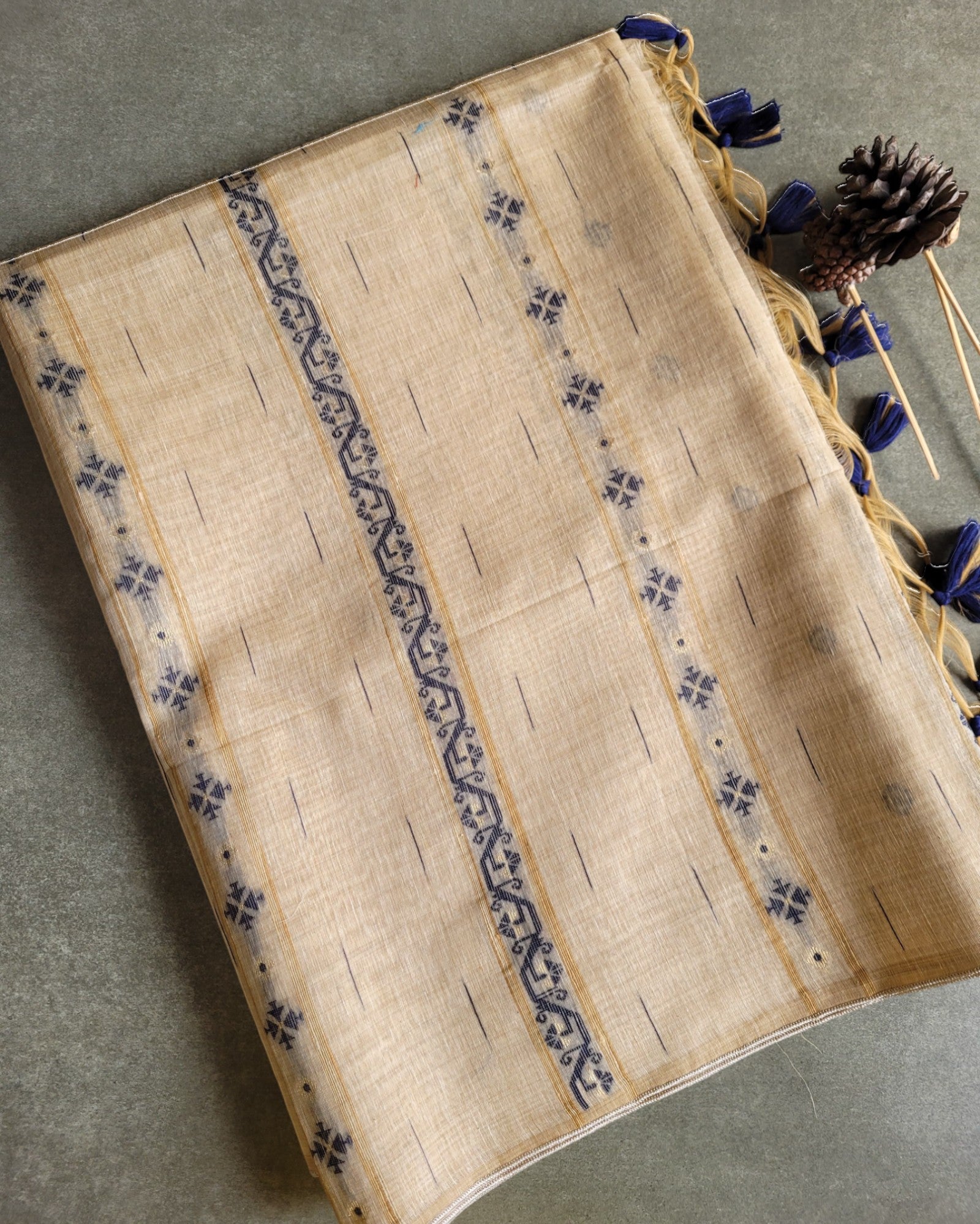 Denim Shreya Tussar saree