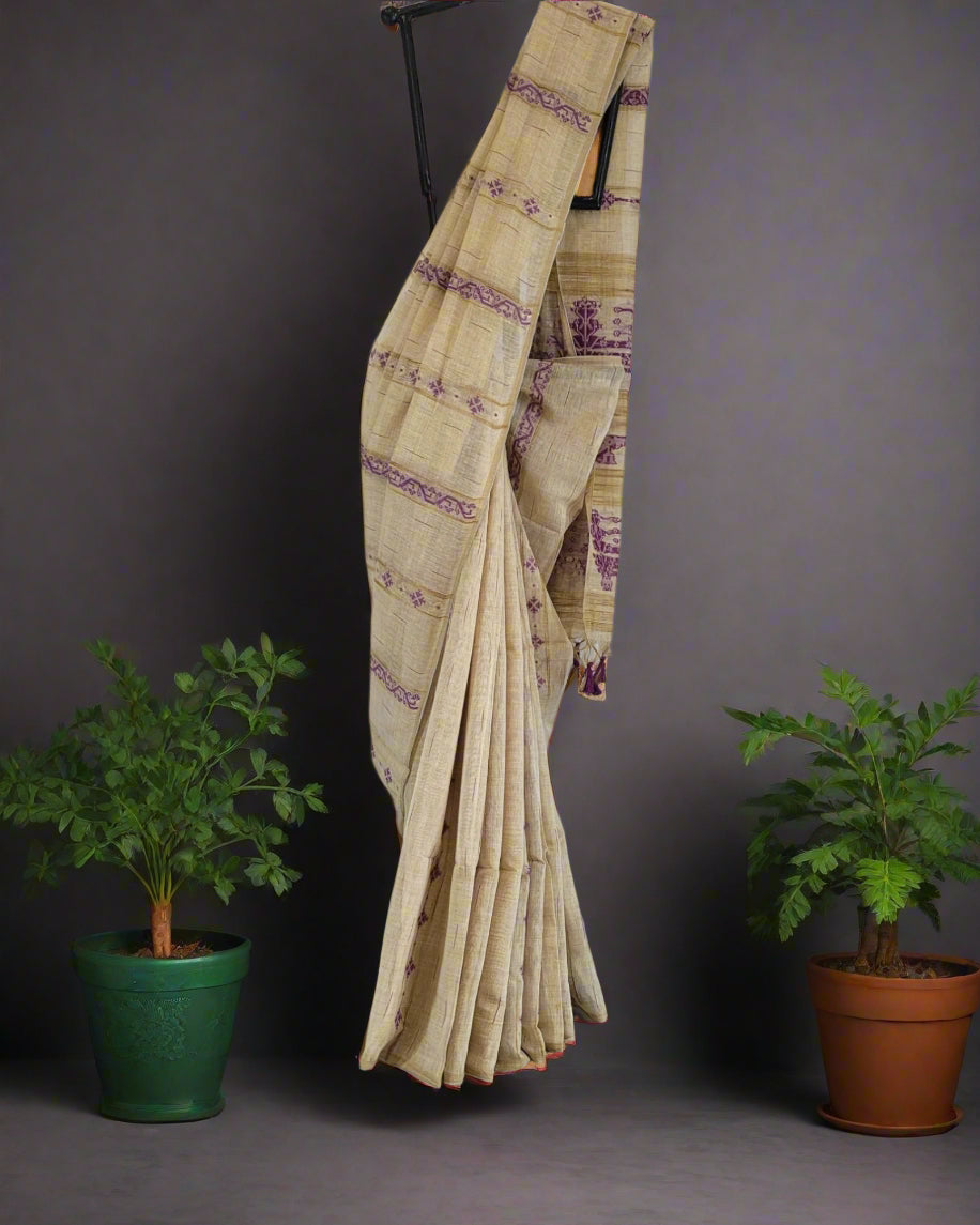 Purple Shreya Tussar saree