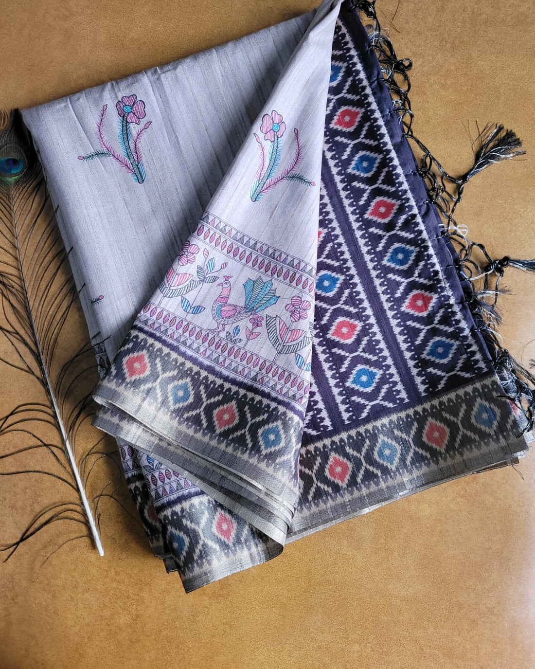 Navy Shreya2 Tussar saree