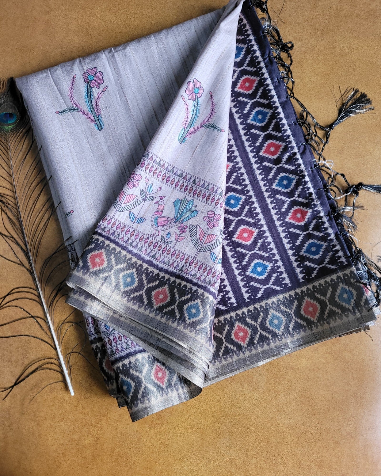 Navy Shreya2 Tussar saree