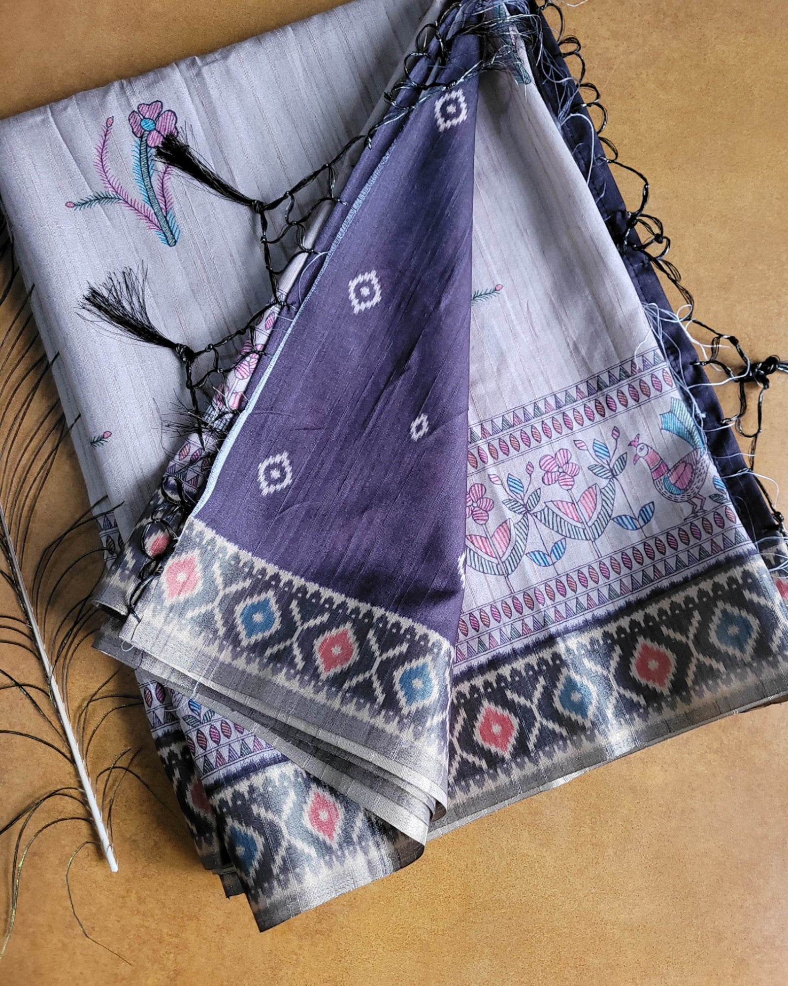 Navy Shreya2 Tussar saree