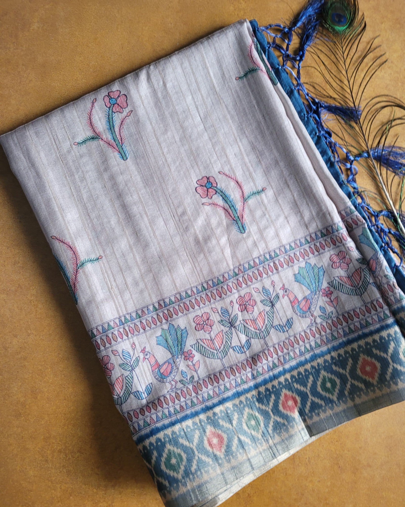 Blue Shreya2 Tussar saree