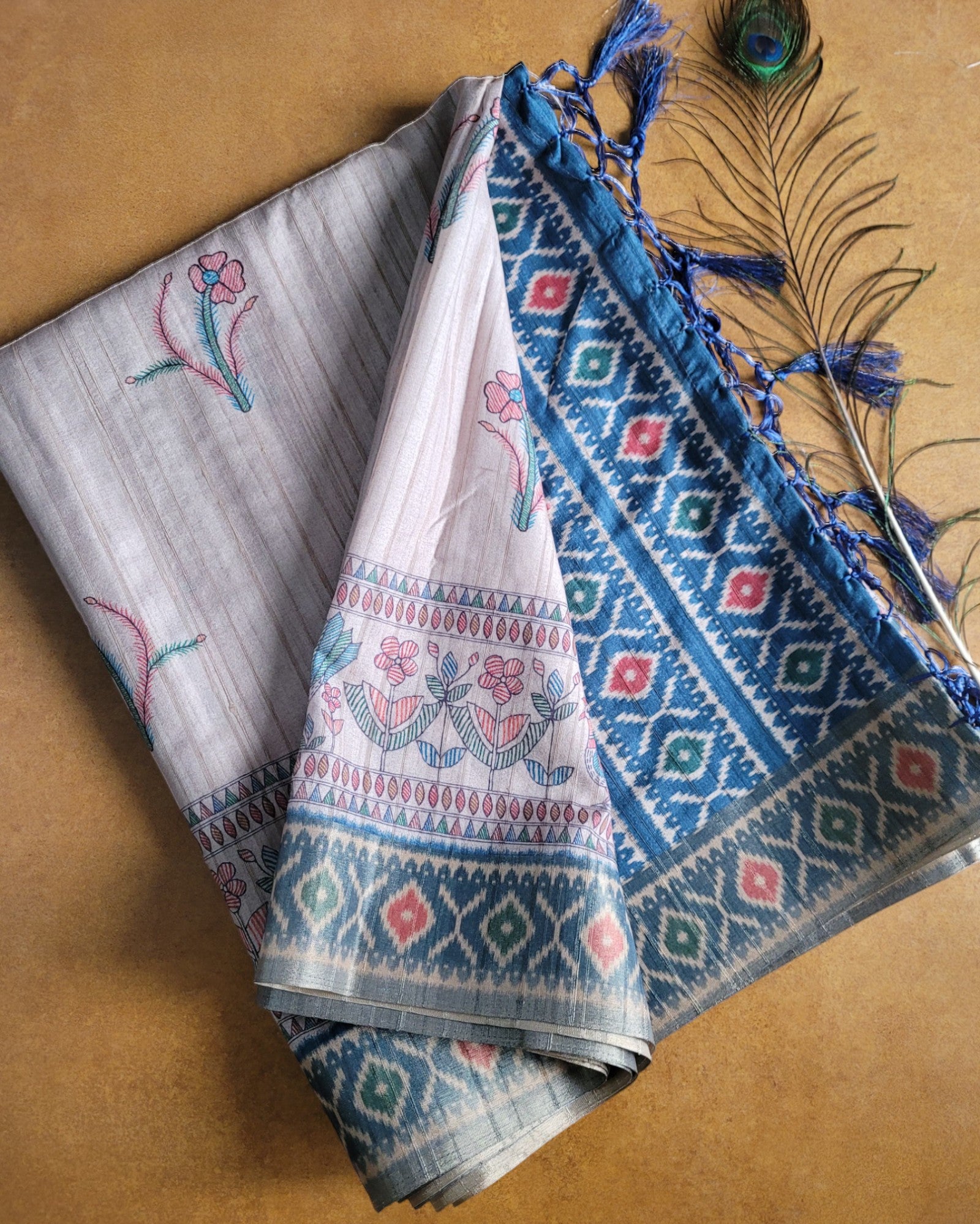 Blue Shreya2 Tussar saree