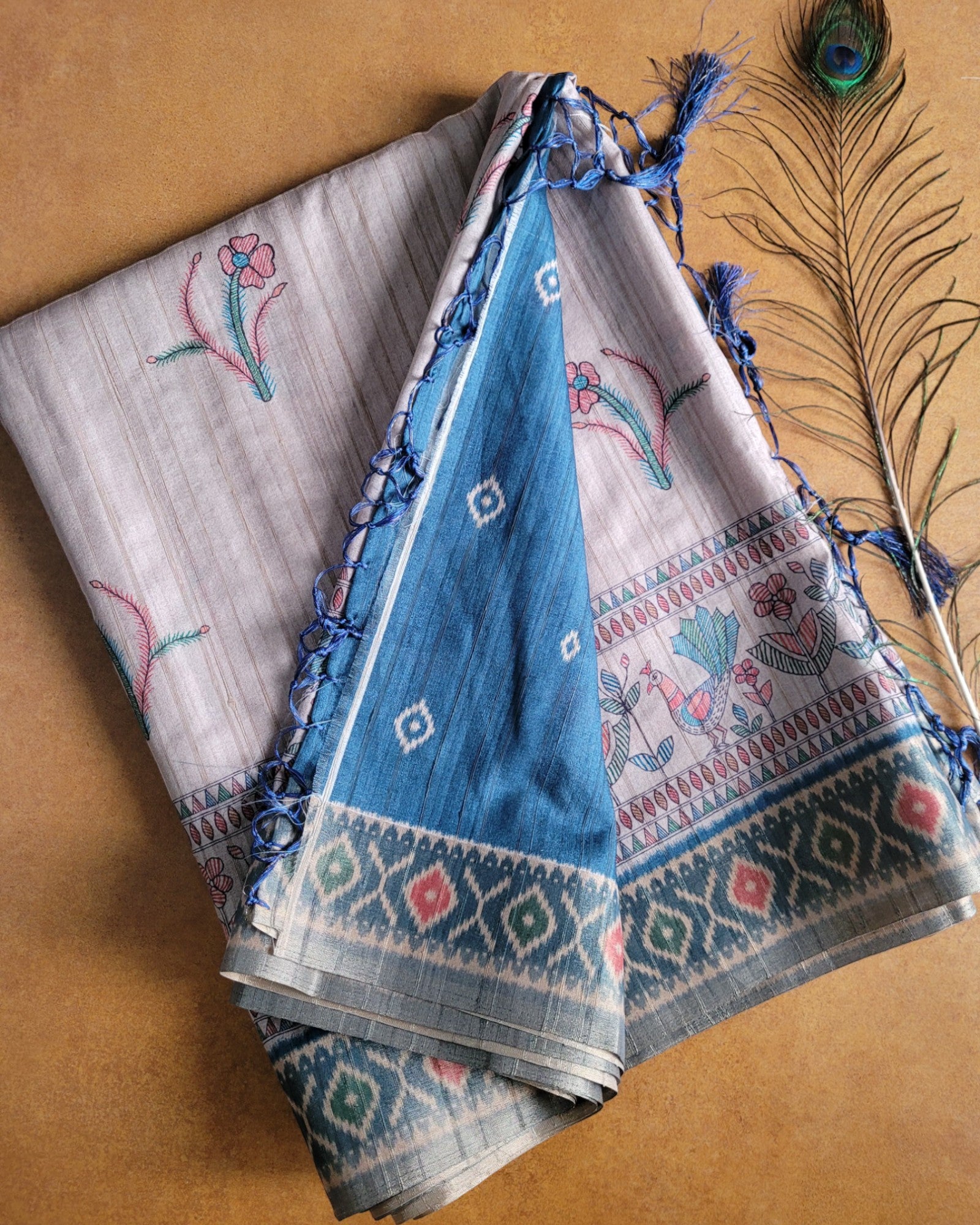 Blue Shreya2 Tussar saree