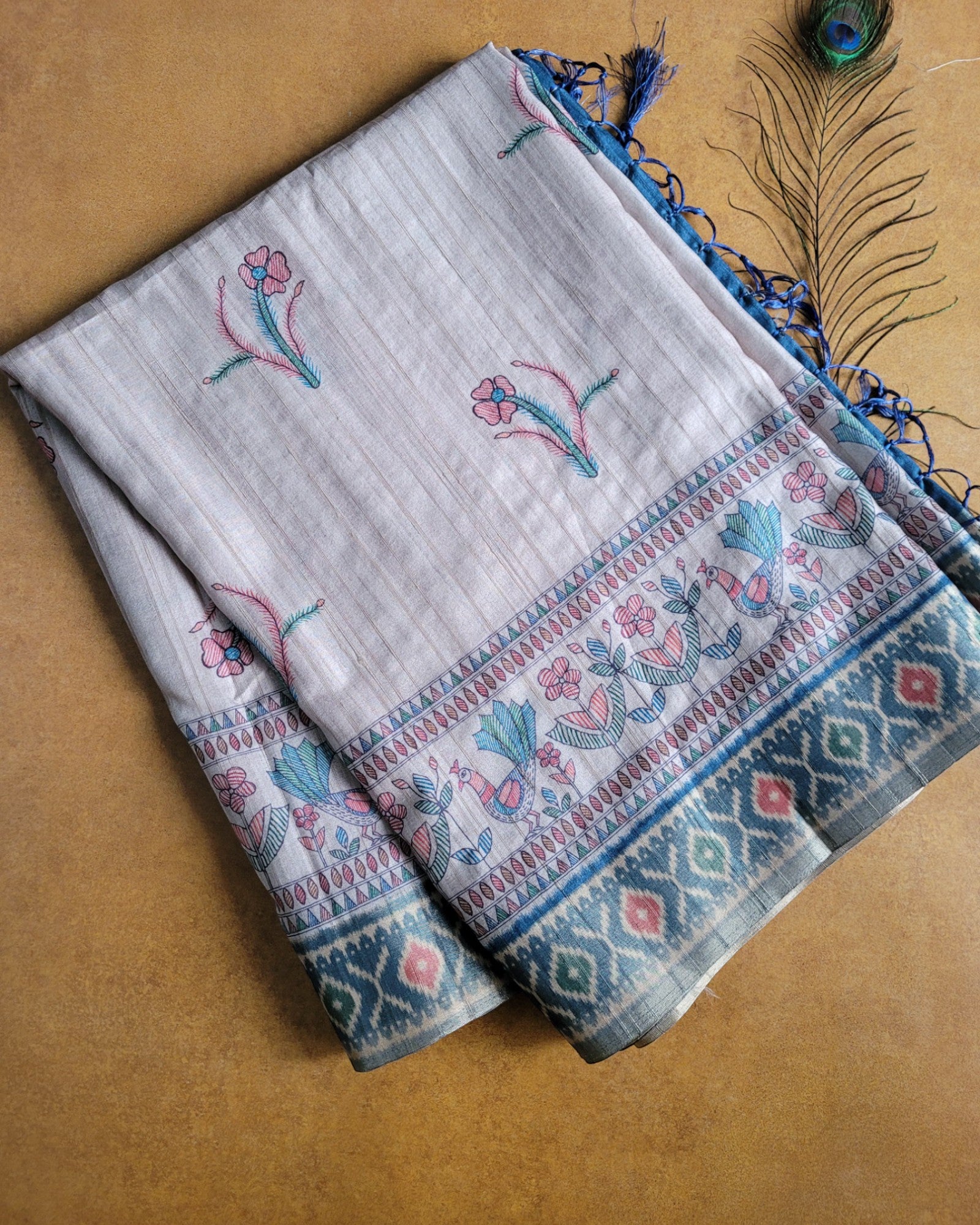 Blue Shreya2 Tussar saree