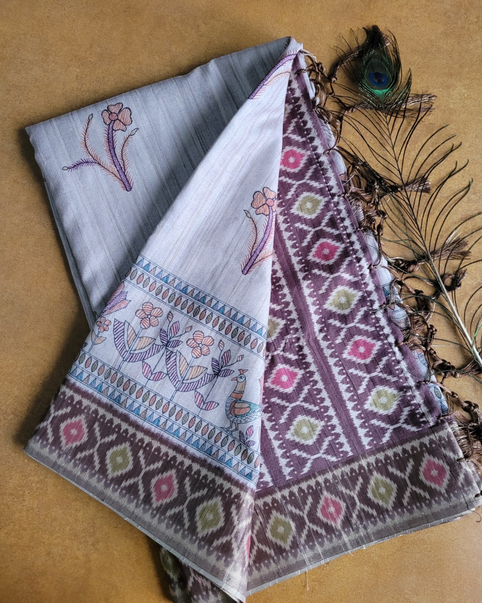 Brown Shreya2 Tussar saree