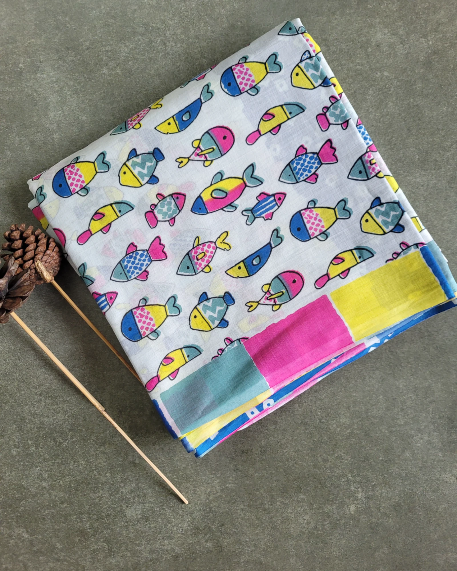 Cream Panchi Mul Saree