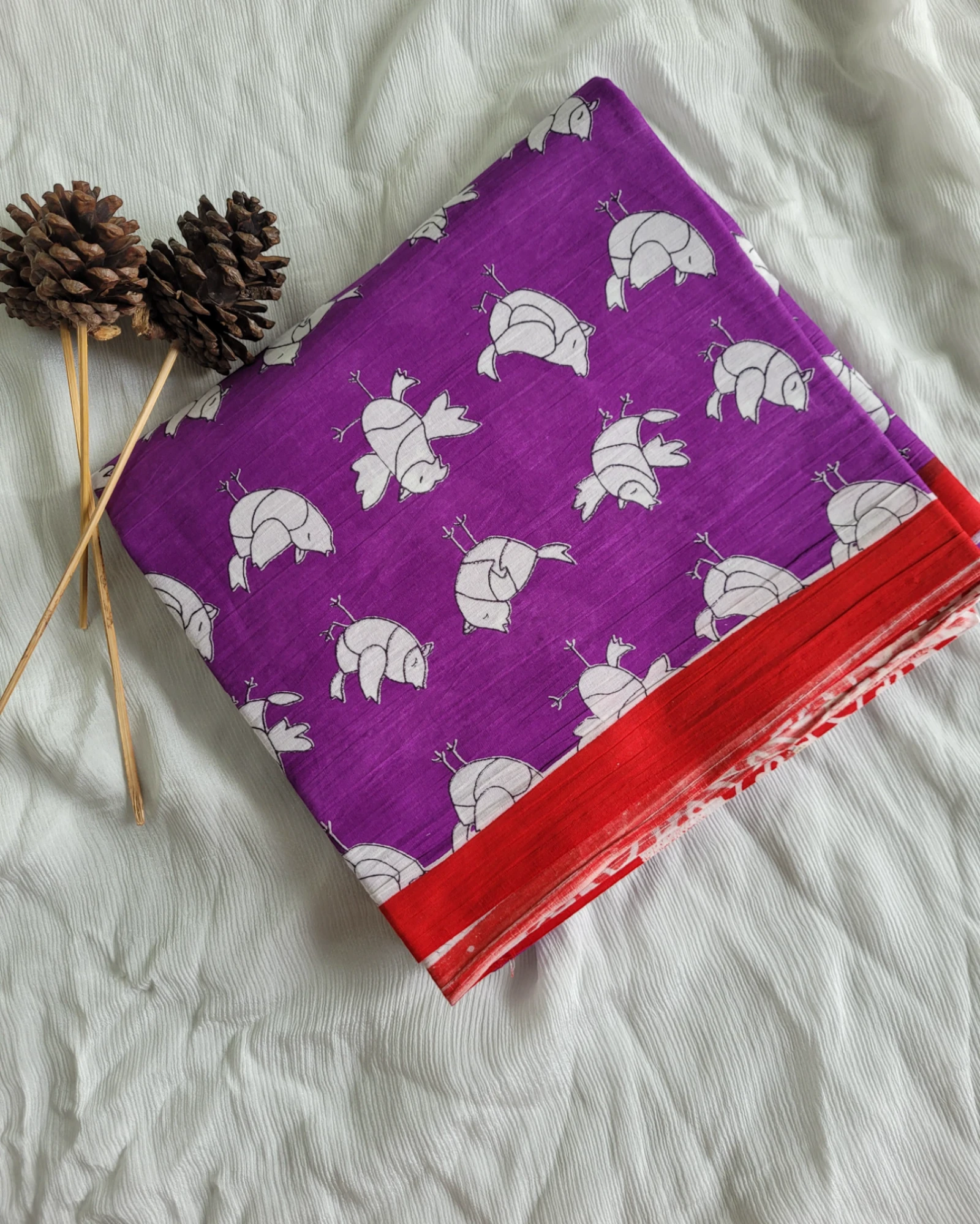 Purple Panchi Mul Saree