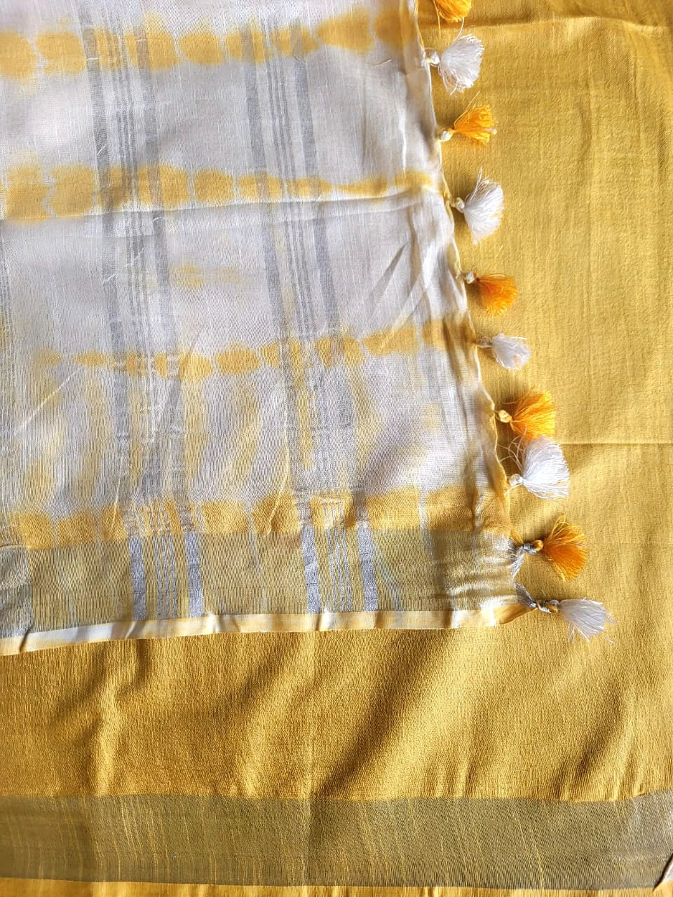 Yellow Shibori saree